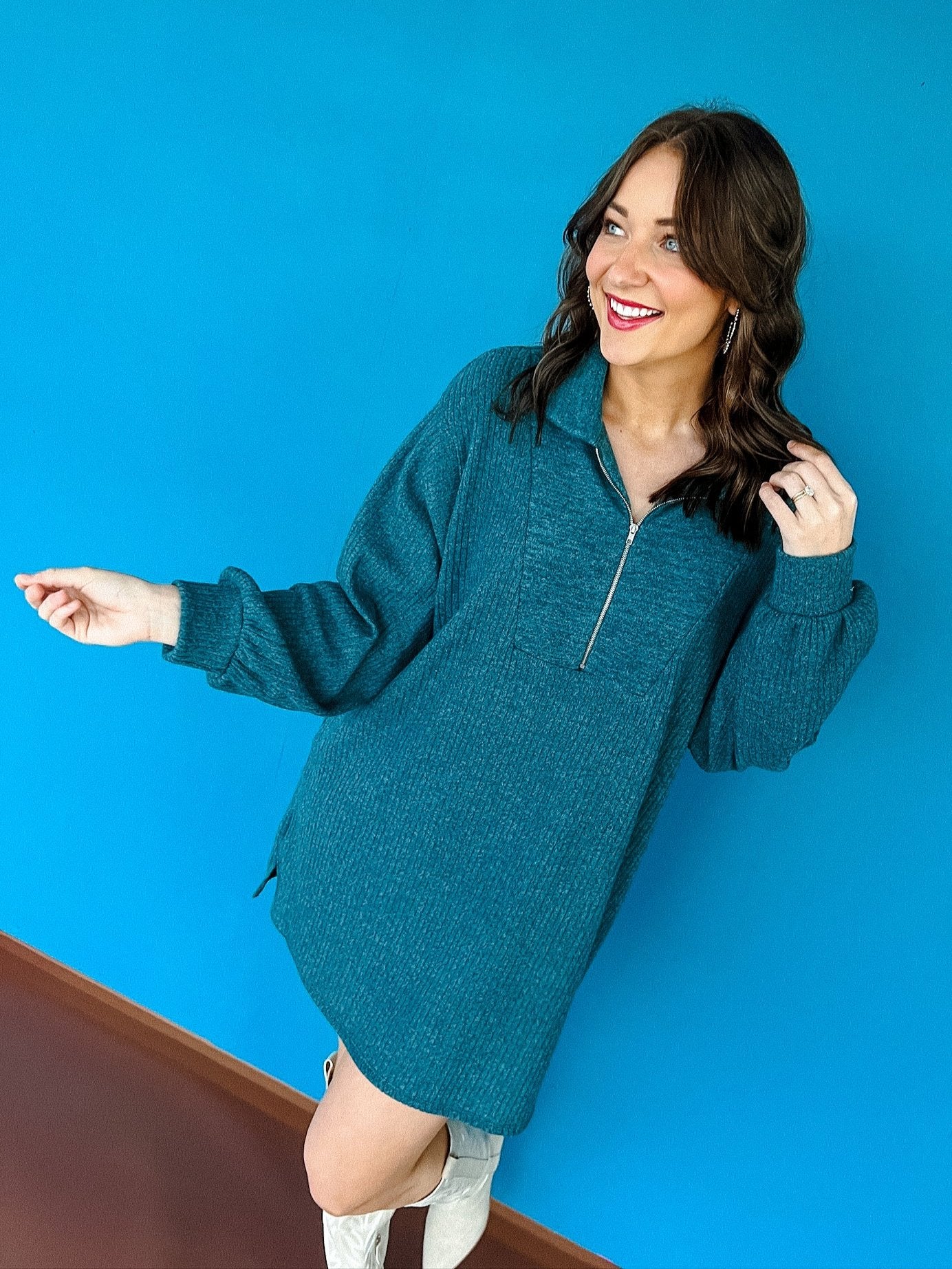 Loanne Long Sleeve Dress - Sea Green