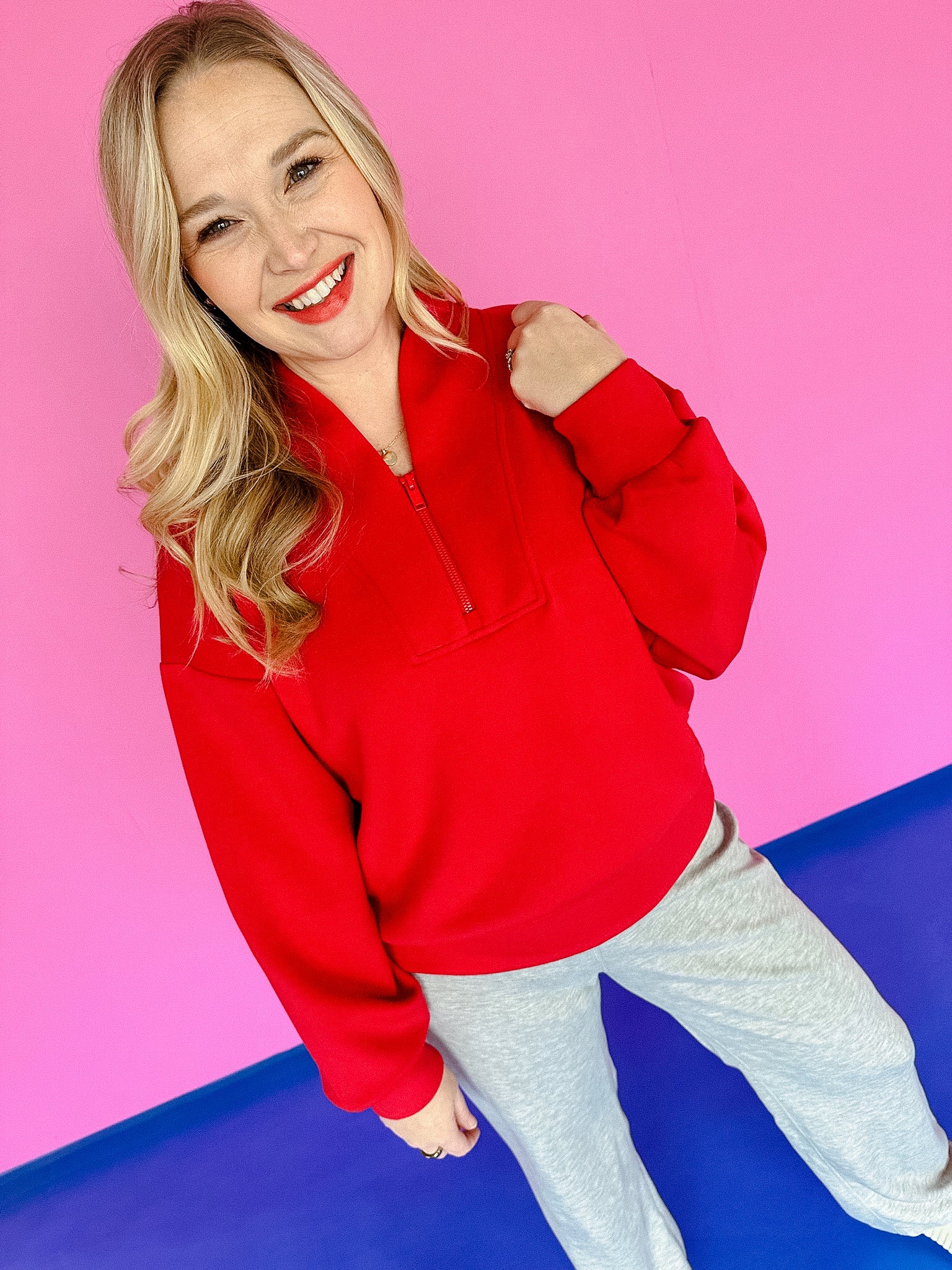 Hattie Scuba Pullover - True Red