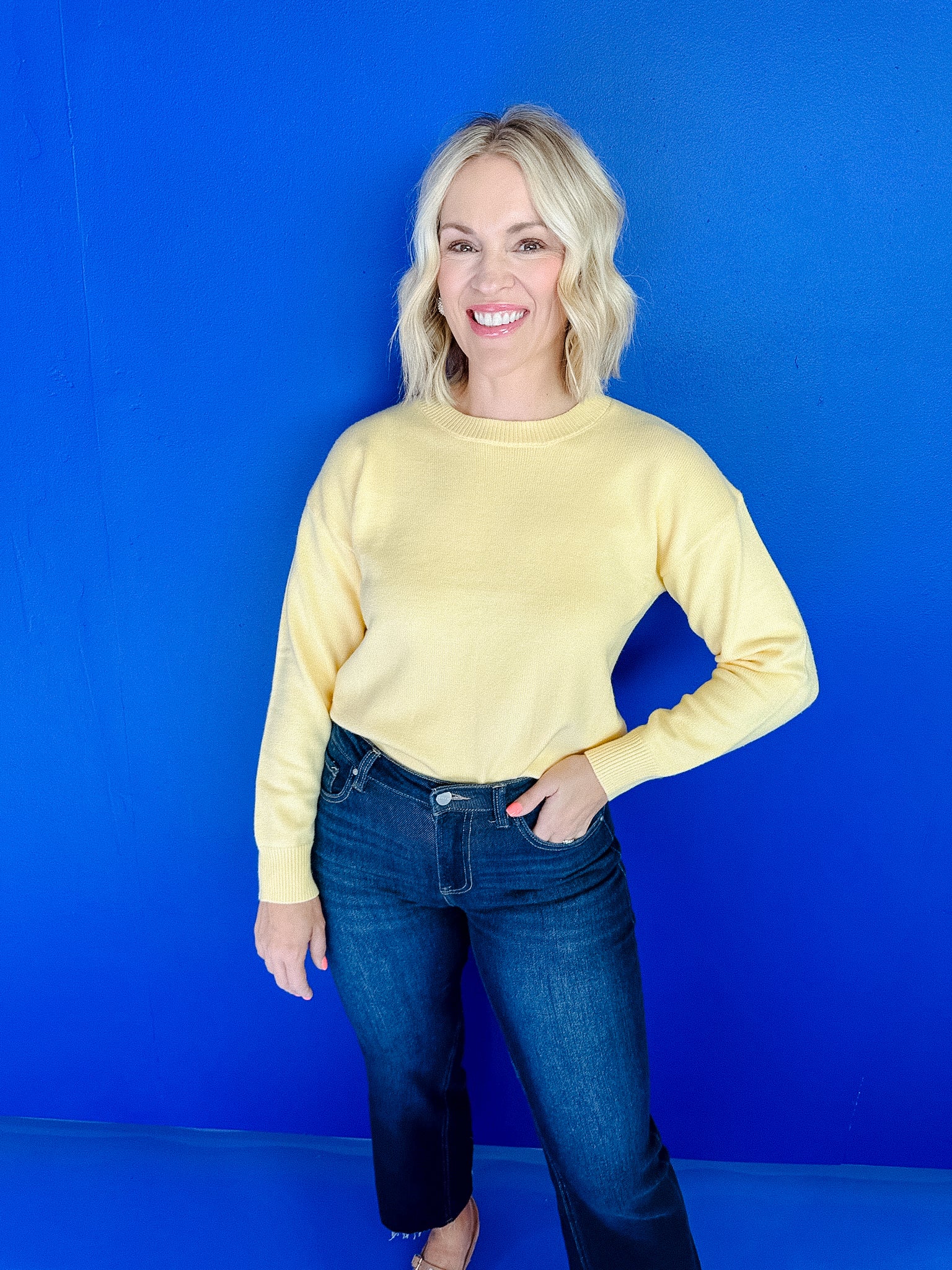 Cleo Long Sleeve Sweater Top - Corn