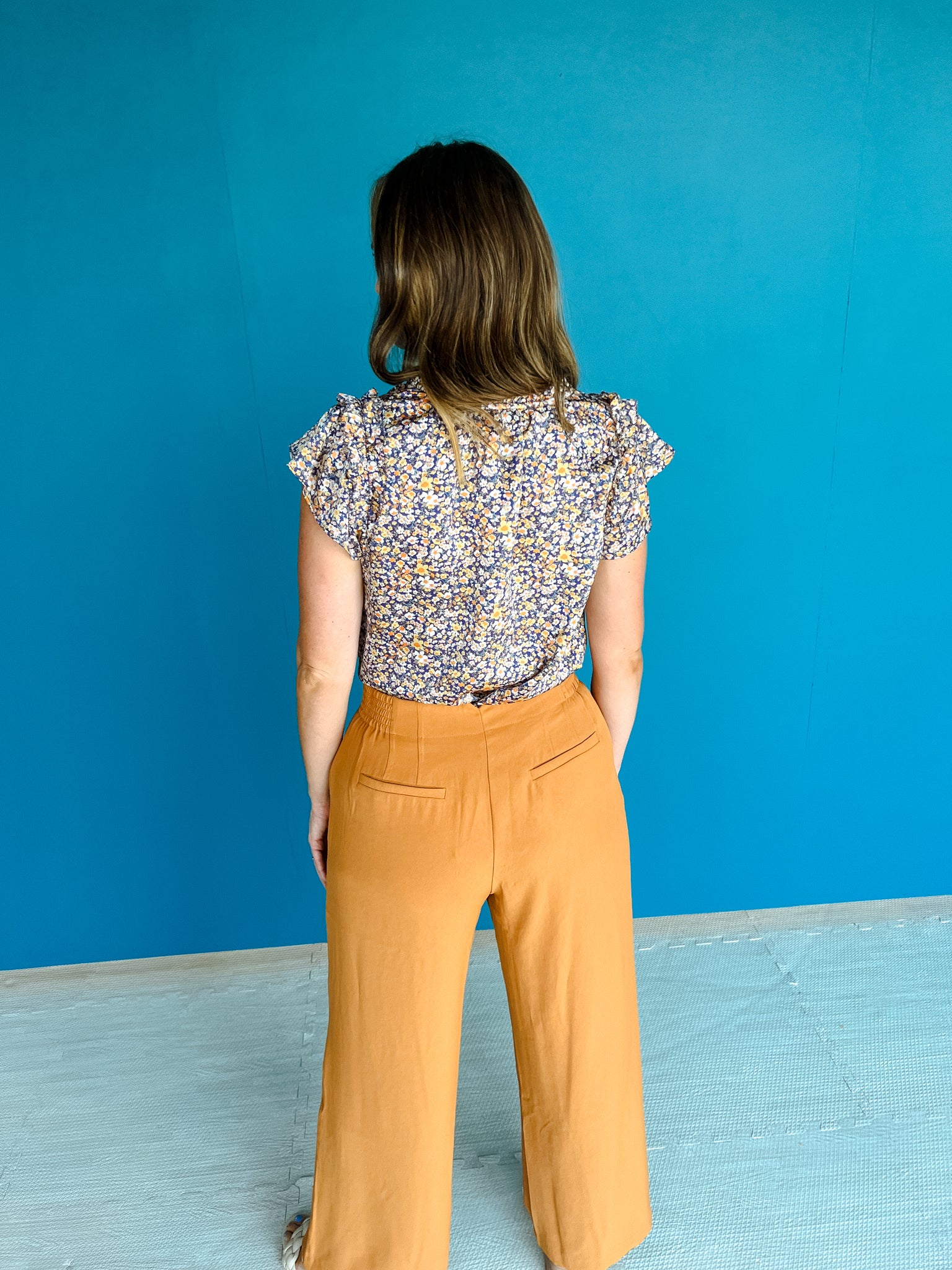 Indie Floral Blouse - Old Gold + Rush + Purple