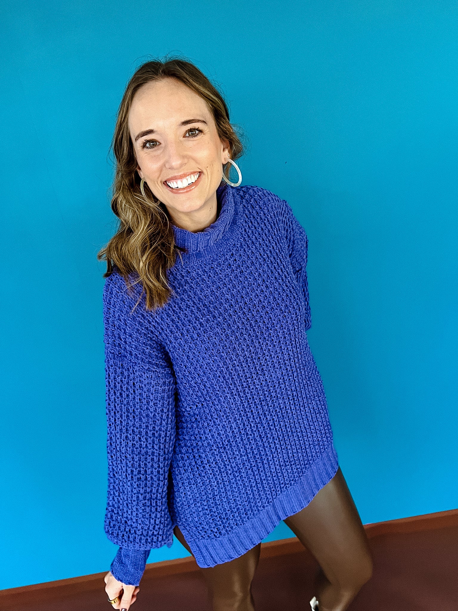 Dora Chunky Turtleneck Sweater - Periwinkle