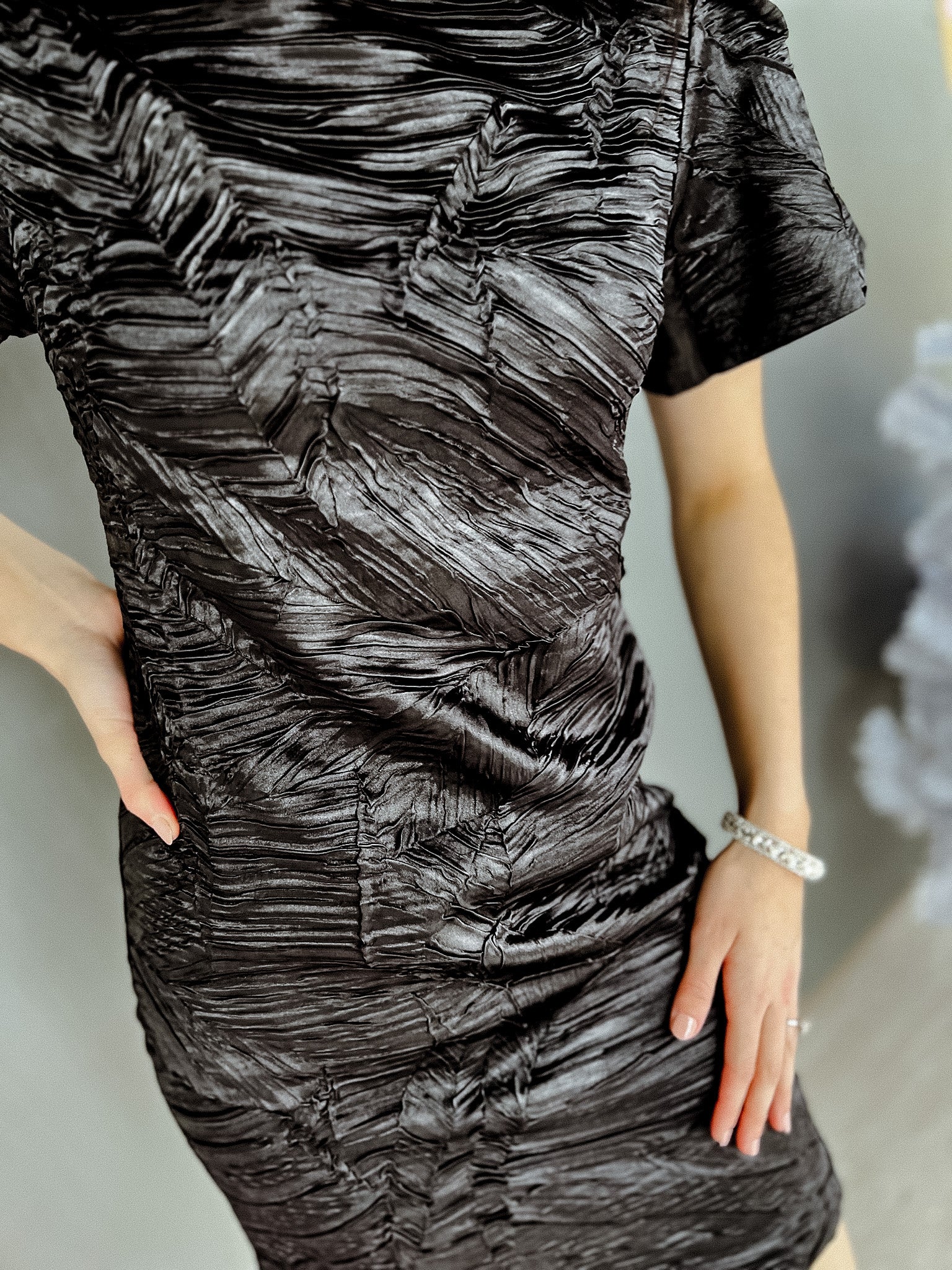 Valerie Textured Mini Dress - Black