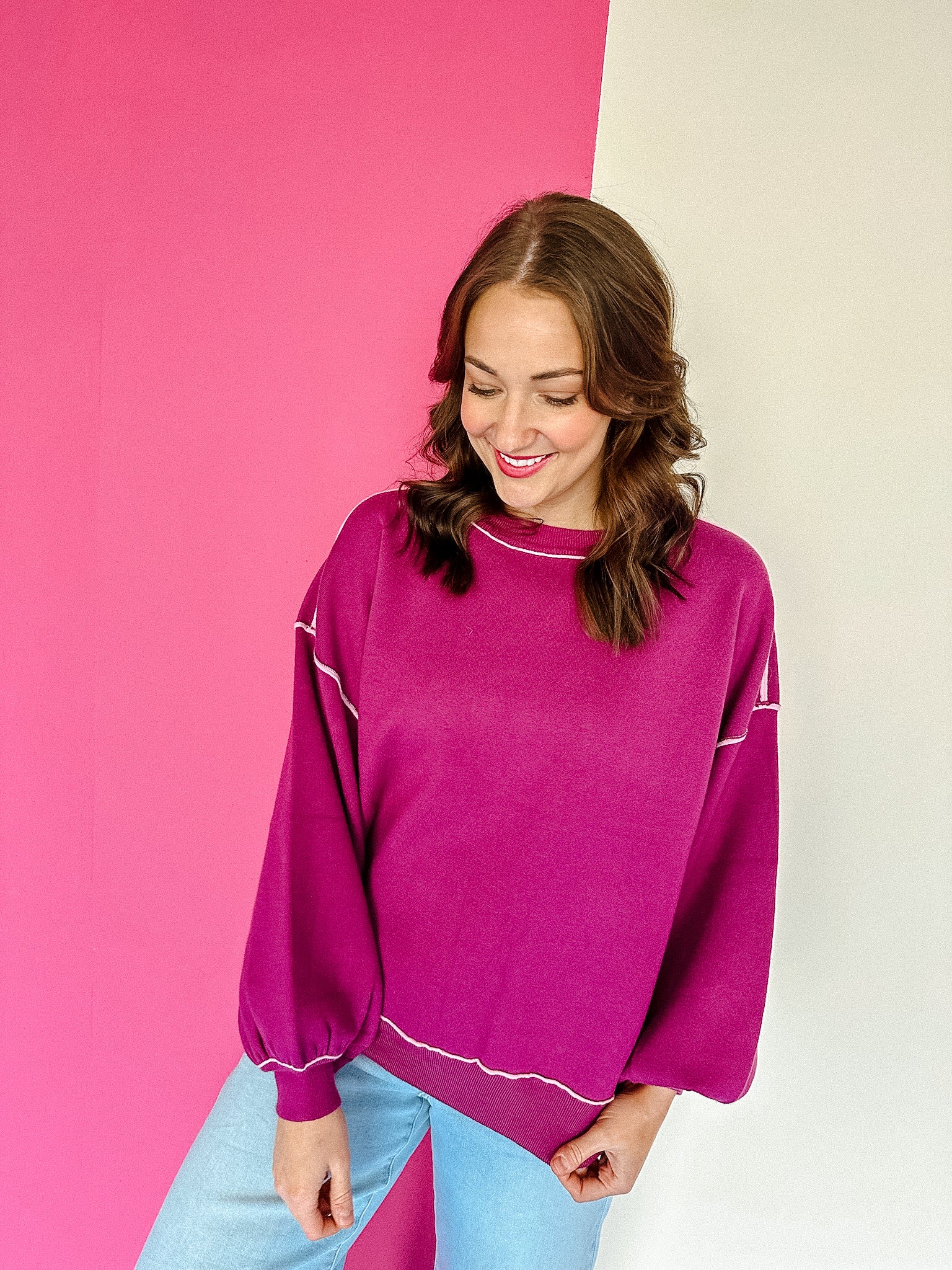 Ingrid Oversized Sweater - Amethyst + Cyclamen