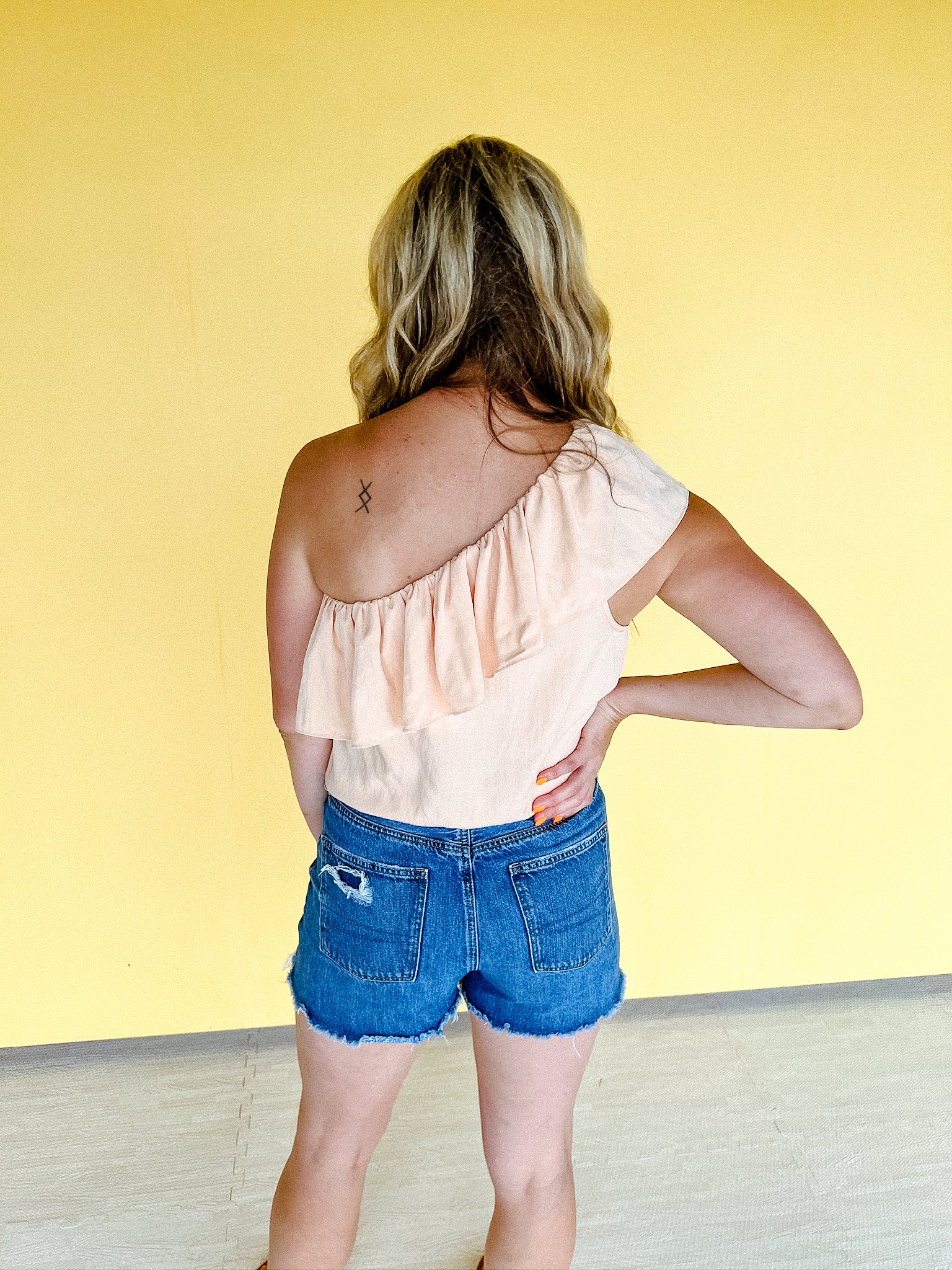 Remy One Shoulder Top - Apricot