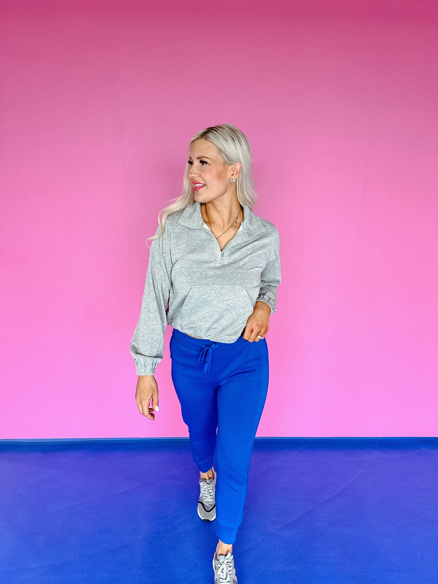 Cammie Cropped Quarter Zip Jacket - Light Dove Grey