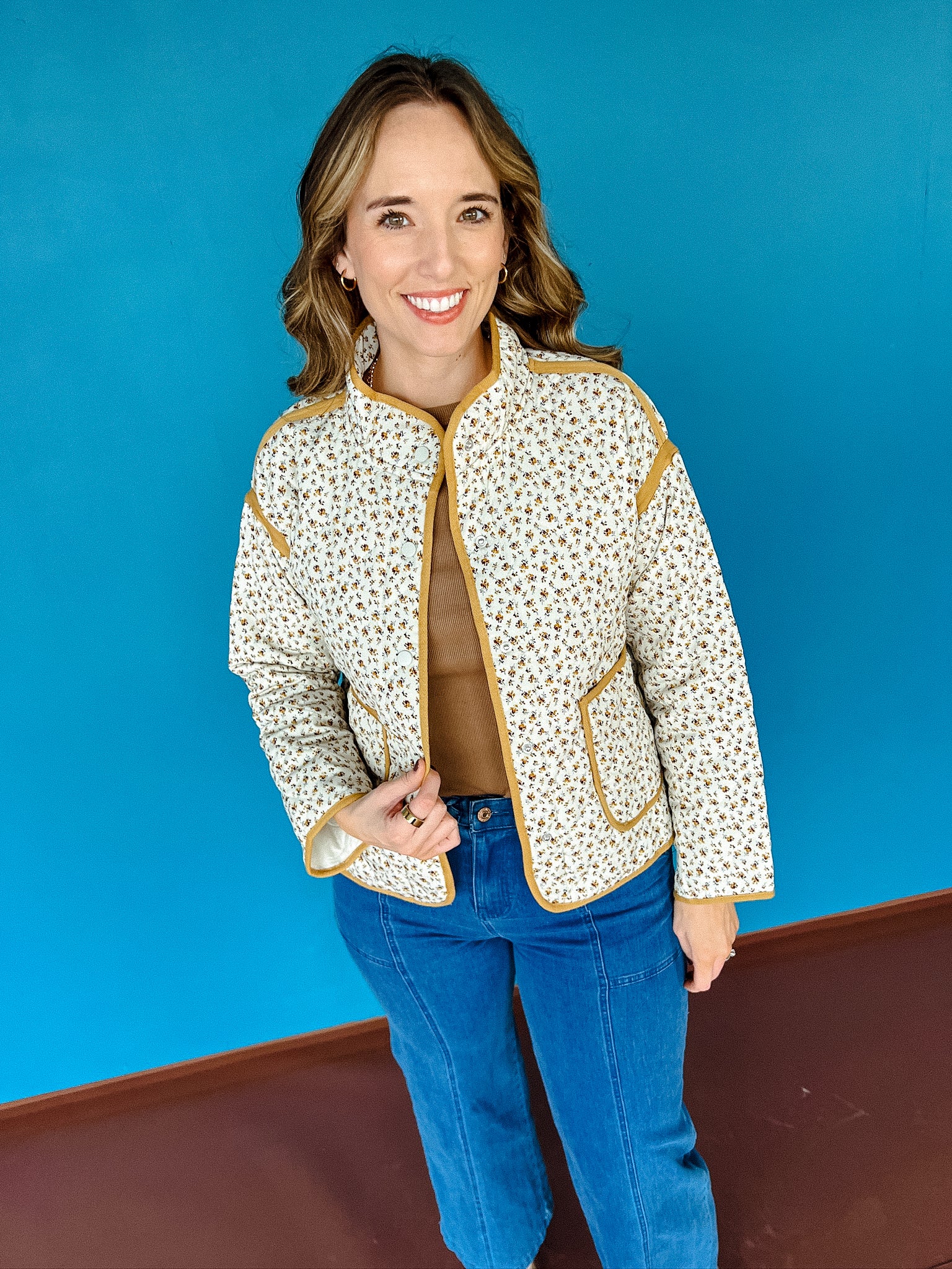 Wildflower Puffer Jacket - Oyster + Gold + Mustard