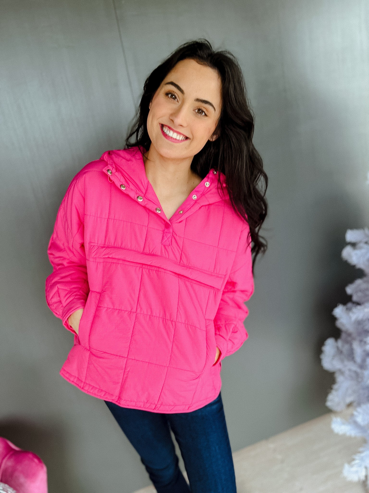 Macy Pullover Jacket - Hot Pink