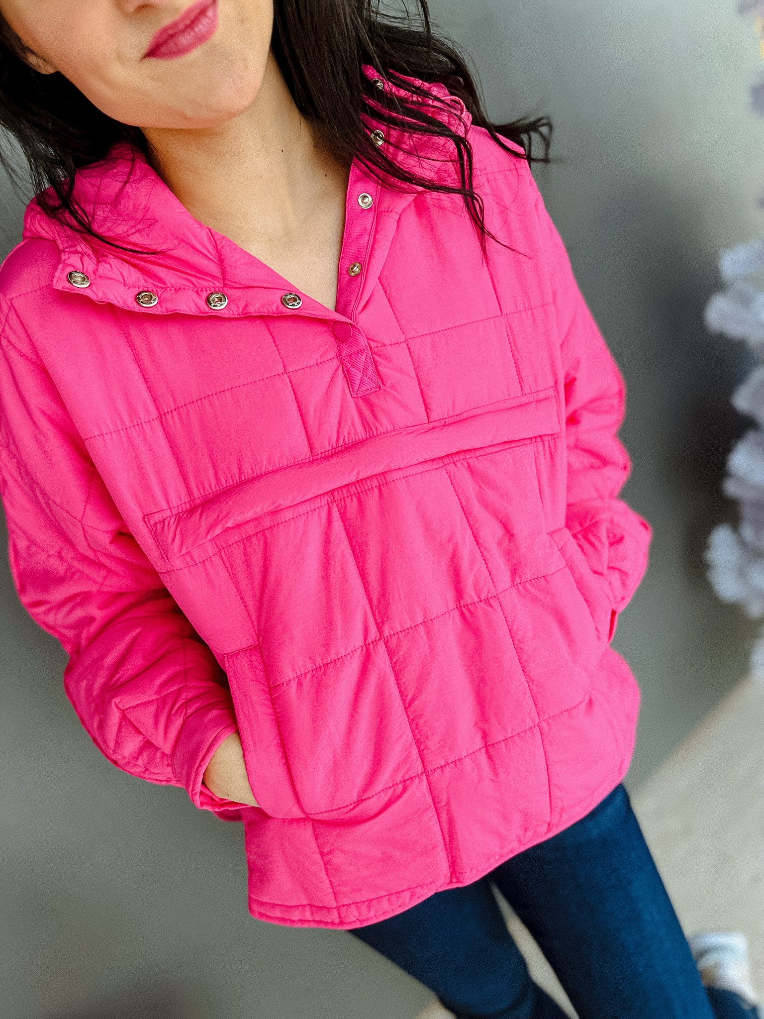 Macy Pullover Jacket - Hot Pink
