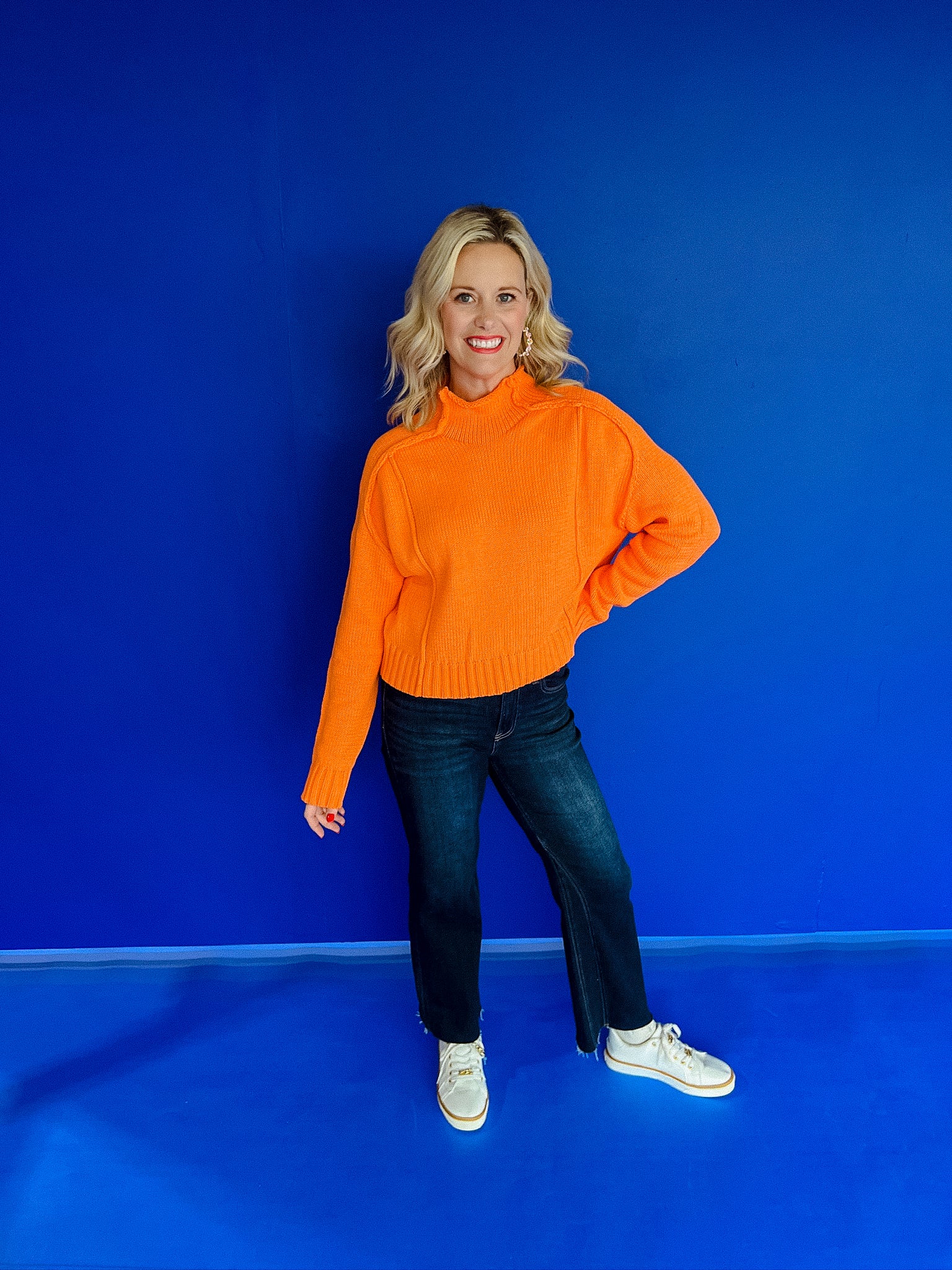 Golden Hour Exposed Seam Sweater - Tangerine