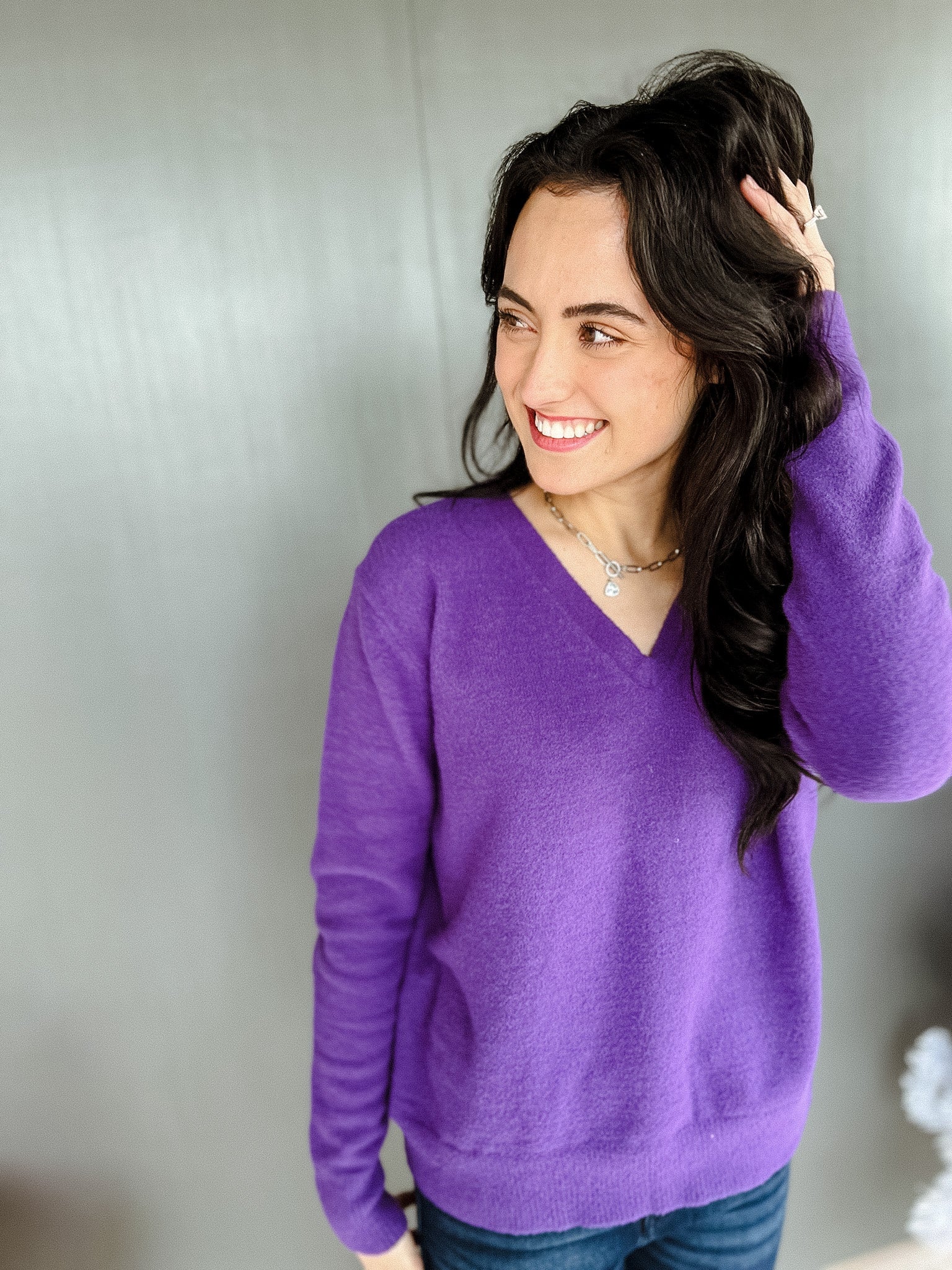 [MyEllement Exclusive] Stevie Ultra Soft V-Neck Sweater - Royal Purple