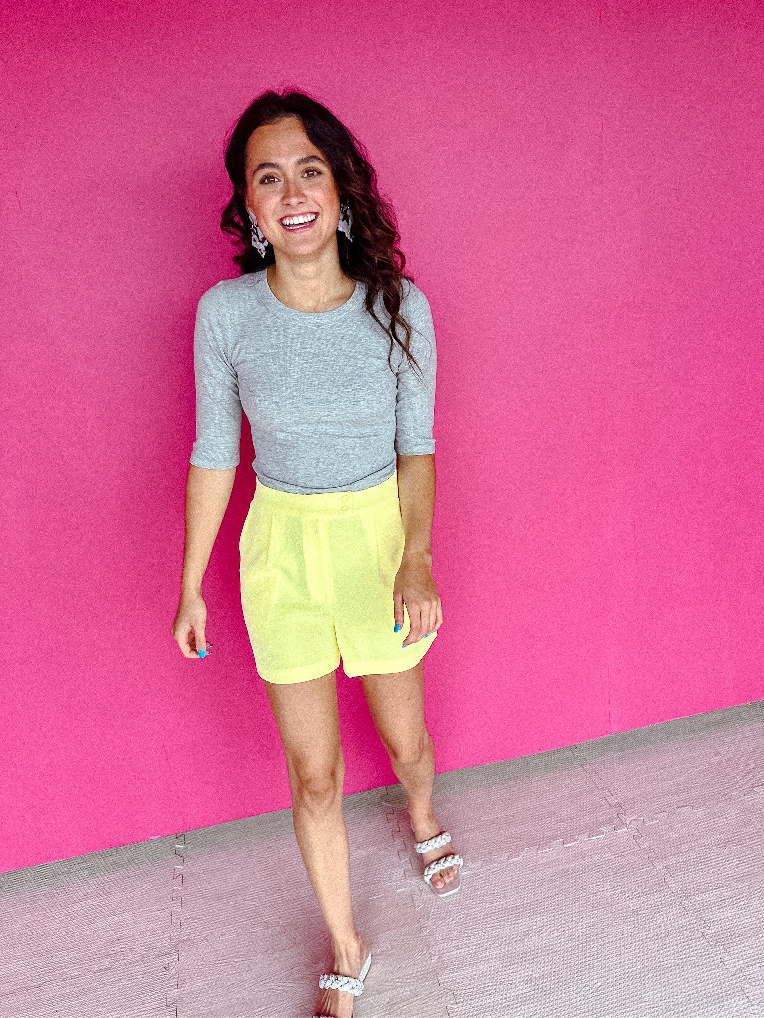 Myla Tailored Shorts - Acid Yellow