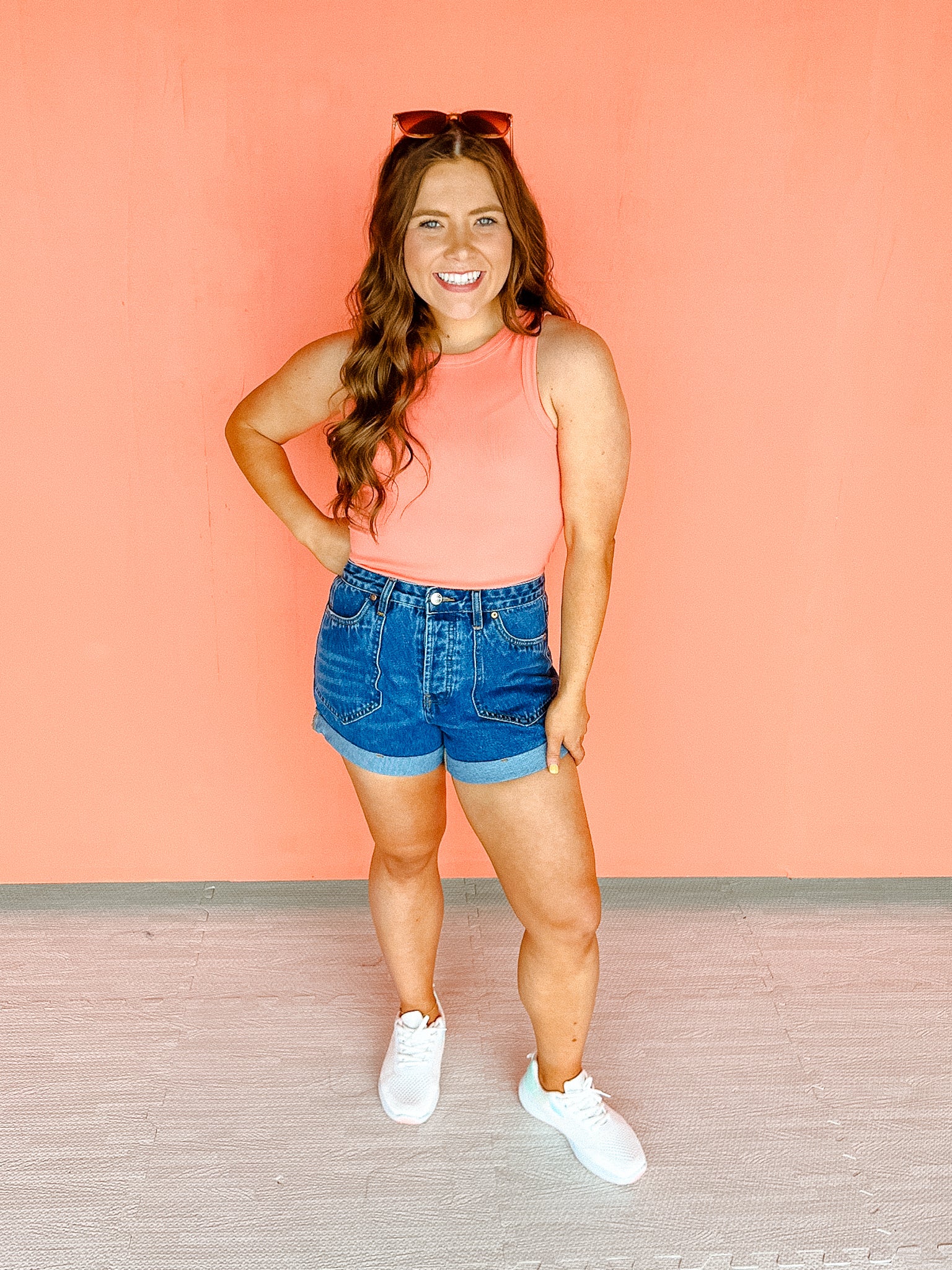 Easy Does It Ribbed Tank - Coral