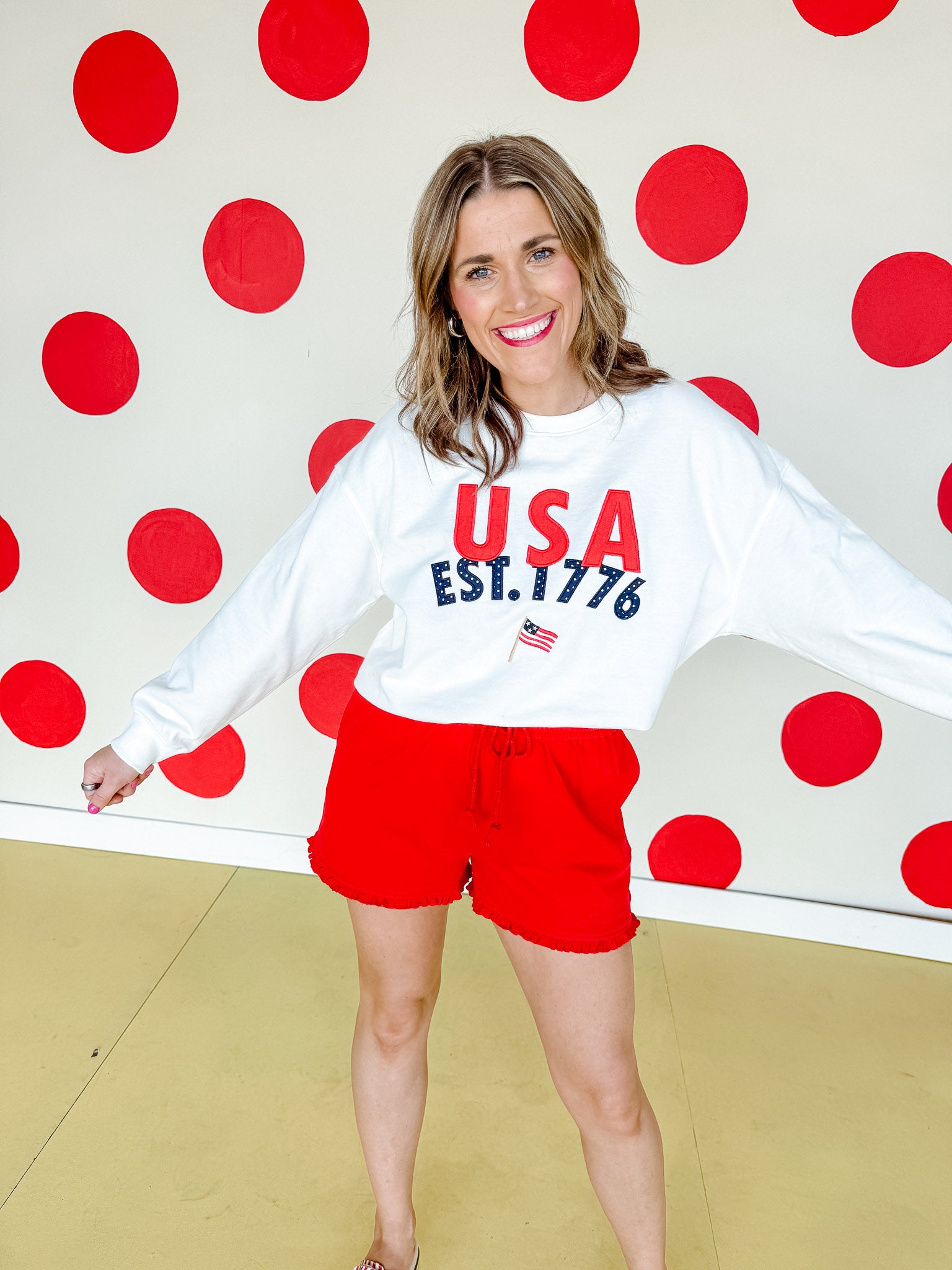 Kora Ruffle Hem Shorts - True Red