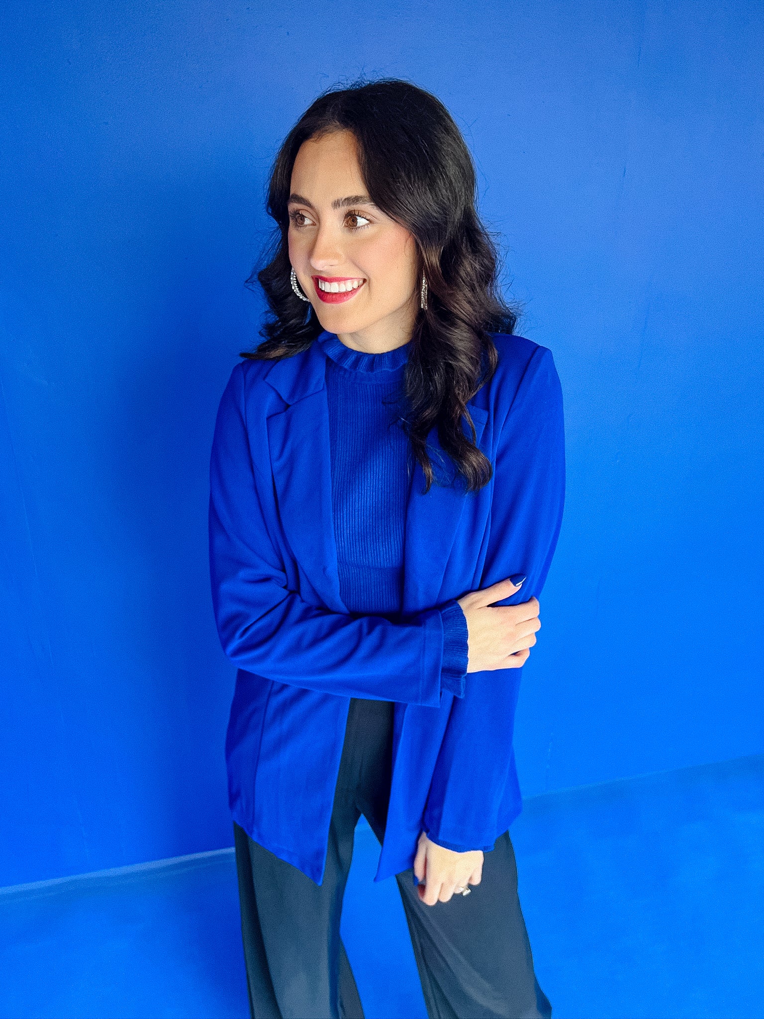 Piper Crepe Oversized Blazer - Royal Blue