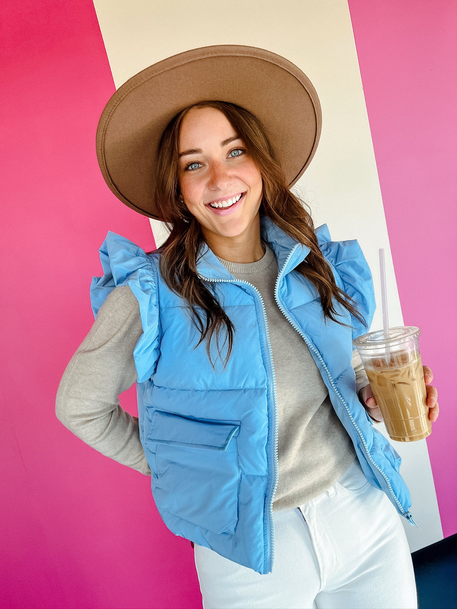 Chelsie Ruffle Vest - Sky Blue