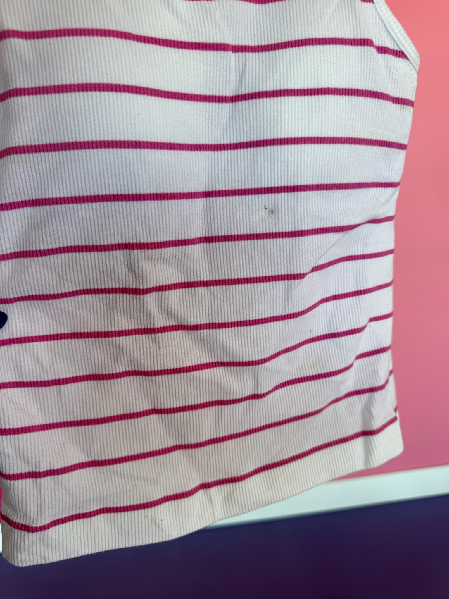 [Defect Sale] Kellen Seamless Ribbed Tank - Bright White + Fuchsia - SMALL