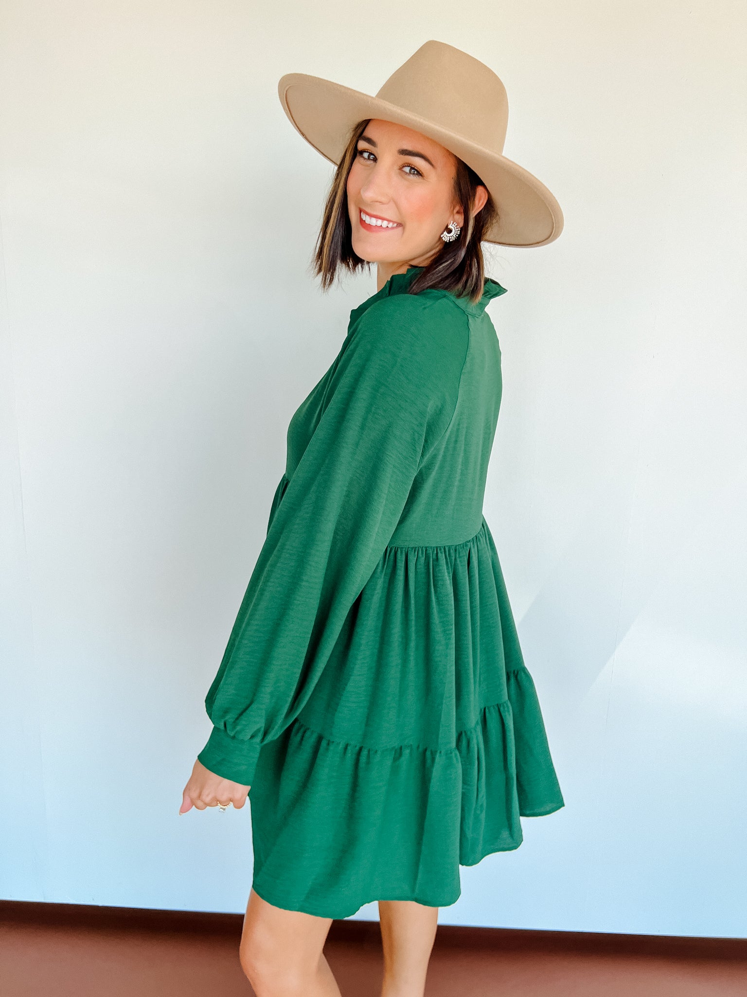 Serendipty Long Sleeve Dress - Forest Green