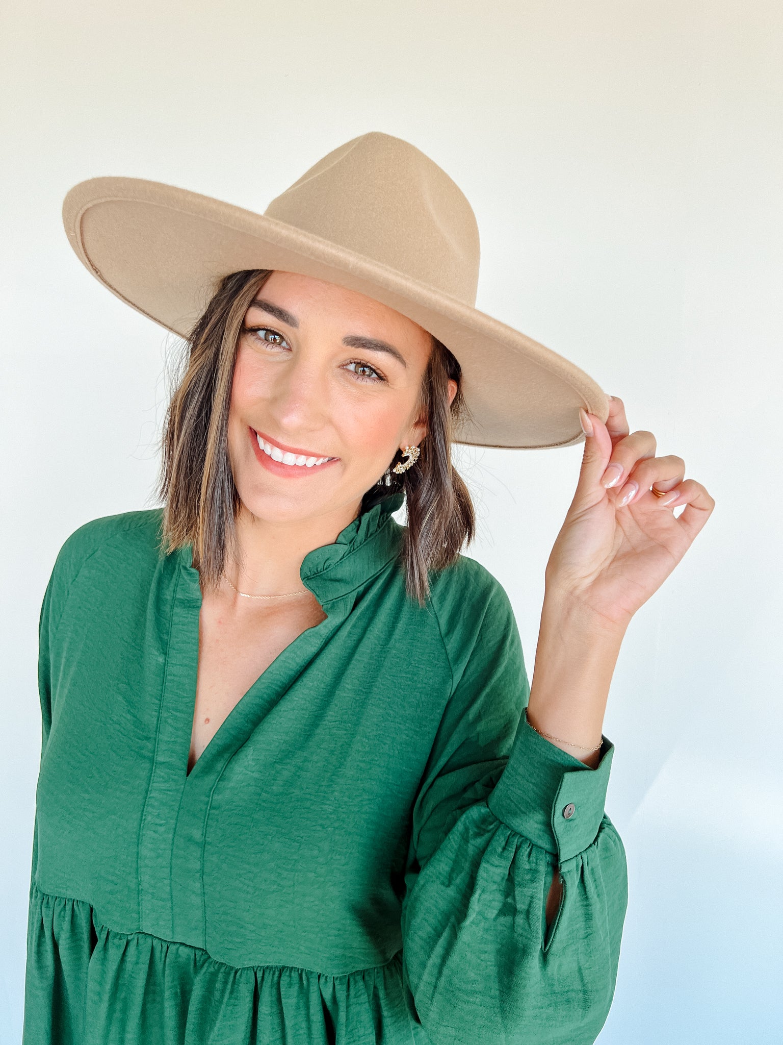 Willow Wide Brim Felt Hat - Light Camel