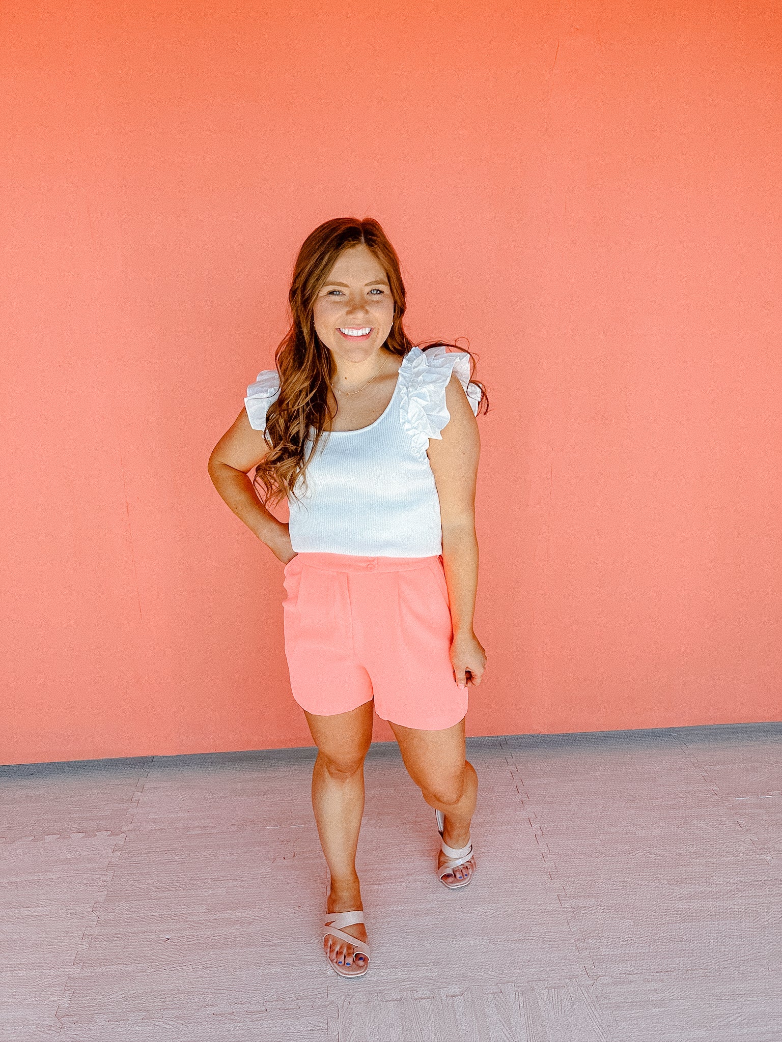 Myla Tailored Shorts - Neon Coral