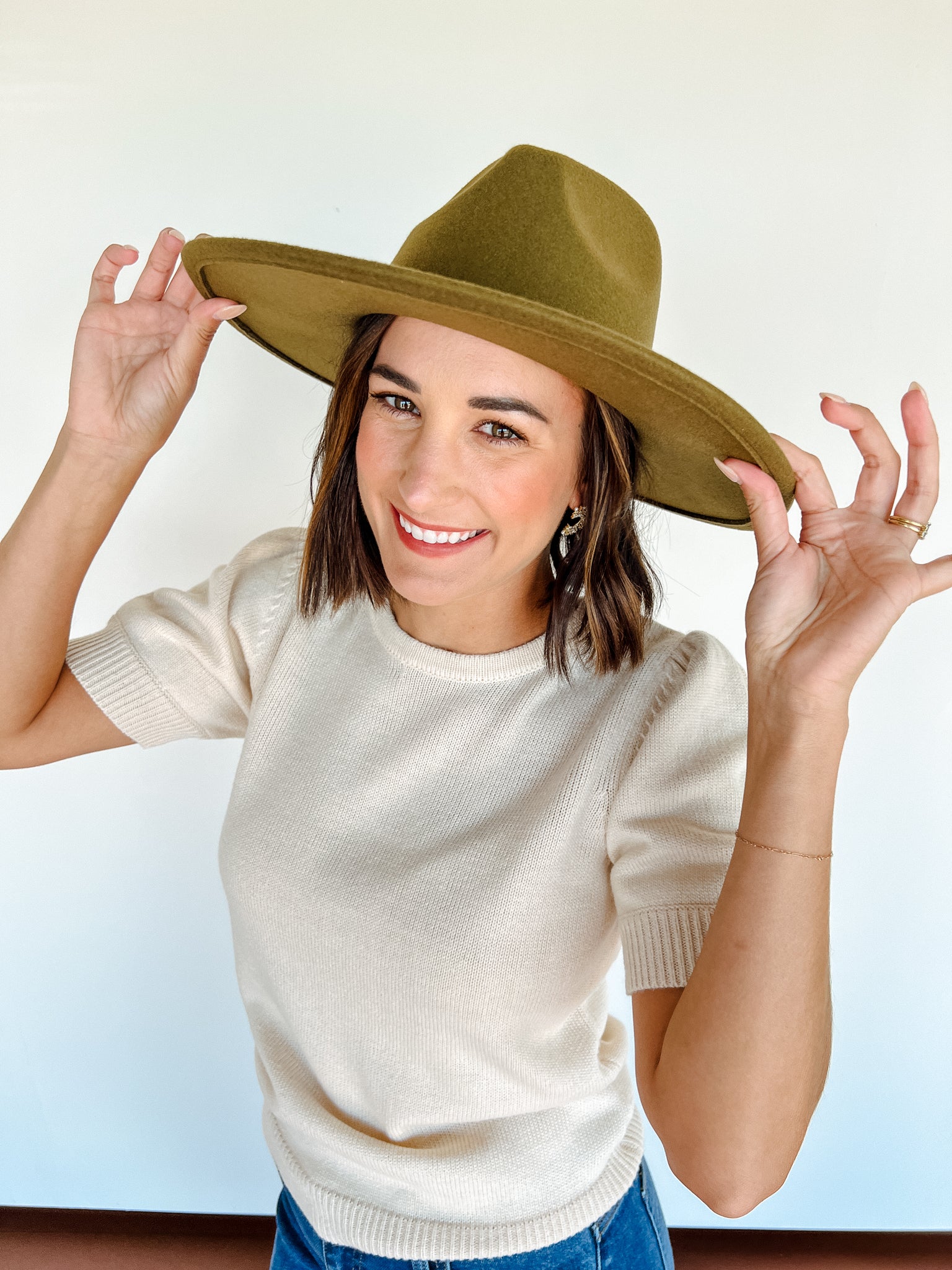 Willow Wide Brim Felt Hat - Dark Olive