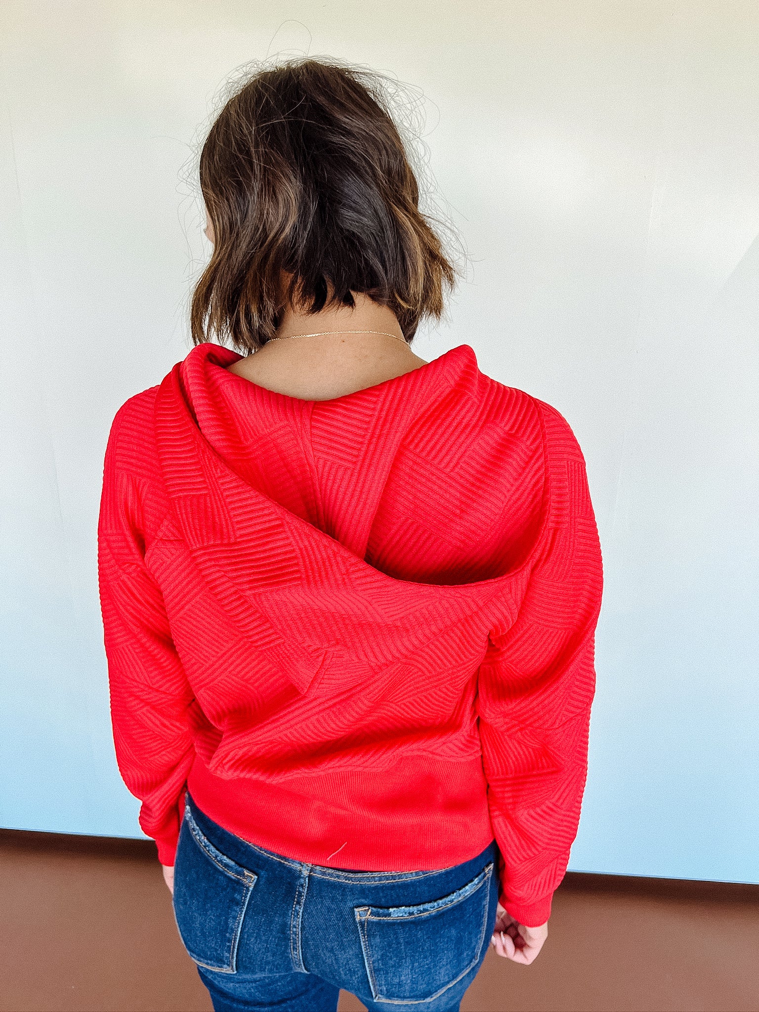 Joline Quarter Zip Hoodie - True Red