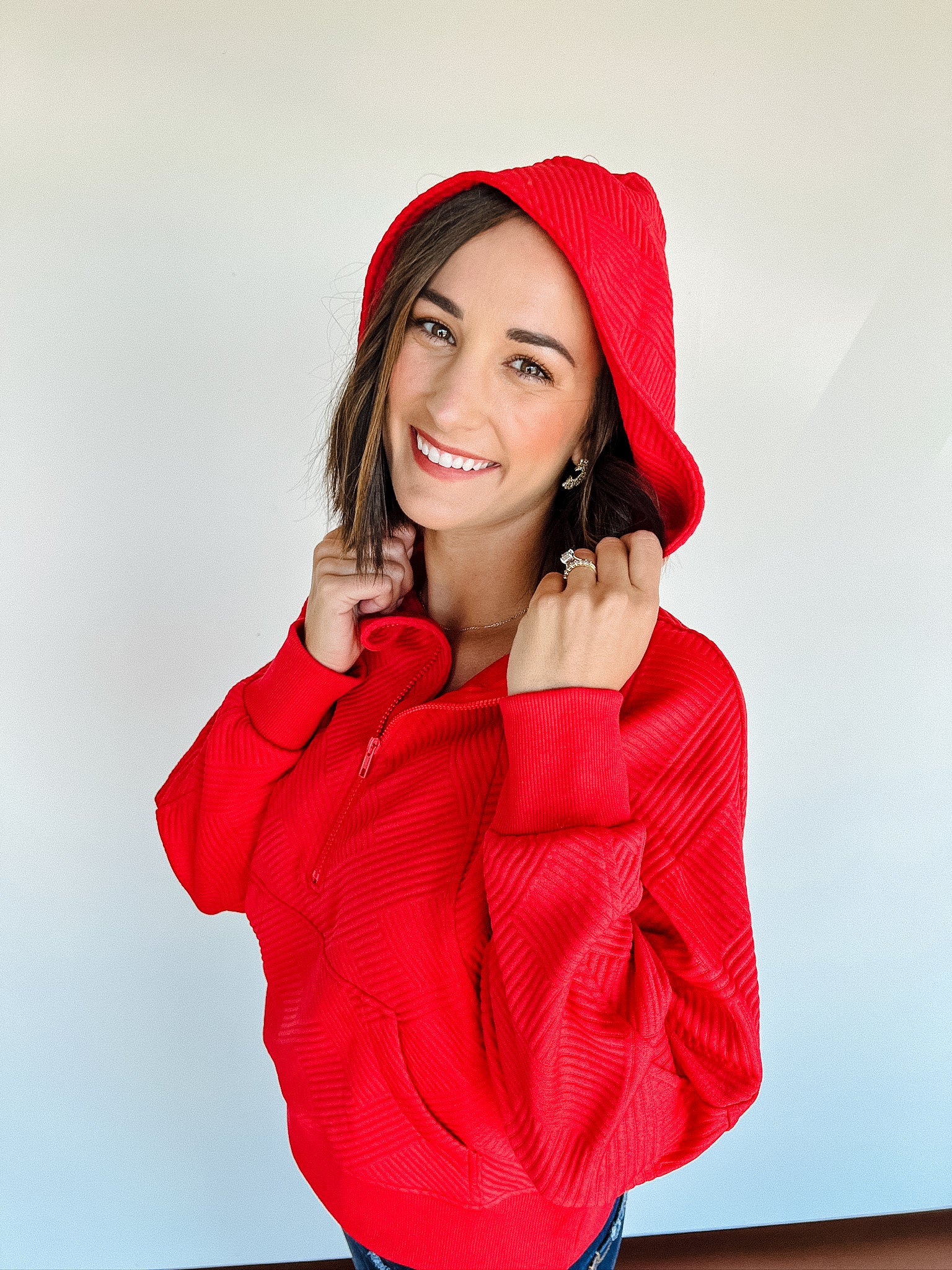 Joline Quarter Zip Hoodie - True Red