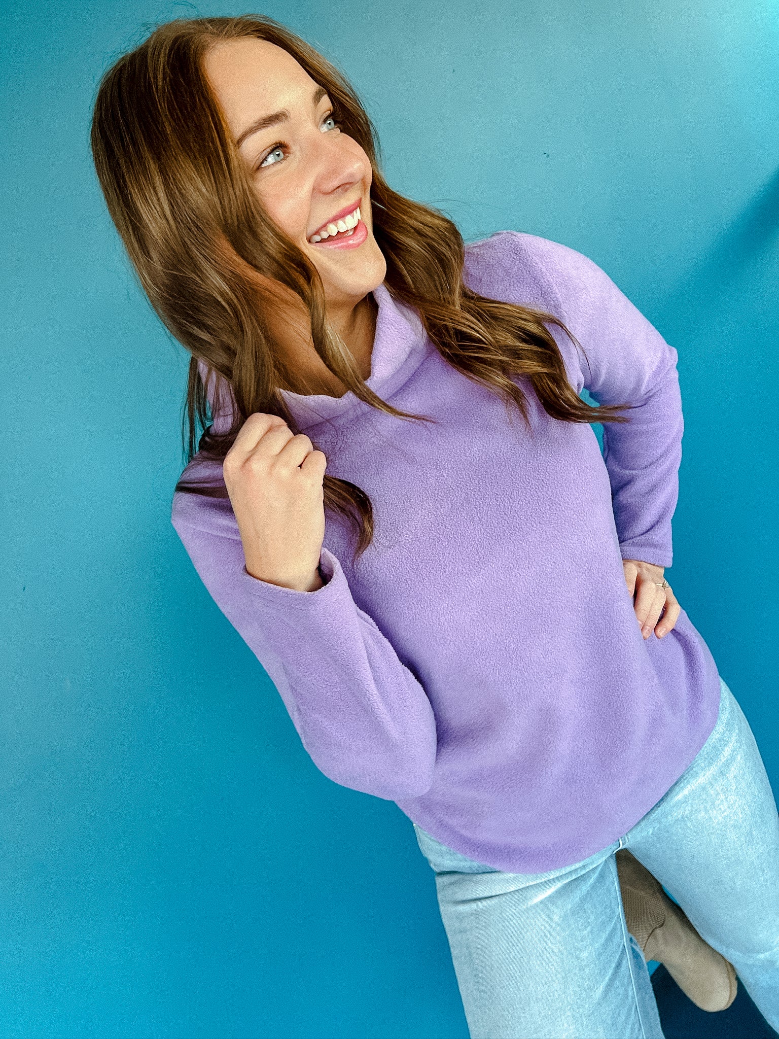 Heidi High Neck Pullover - Lavender