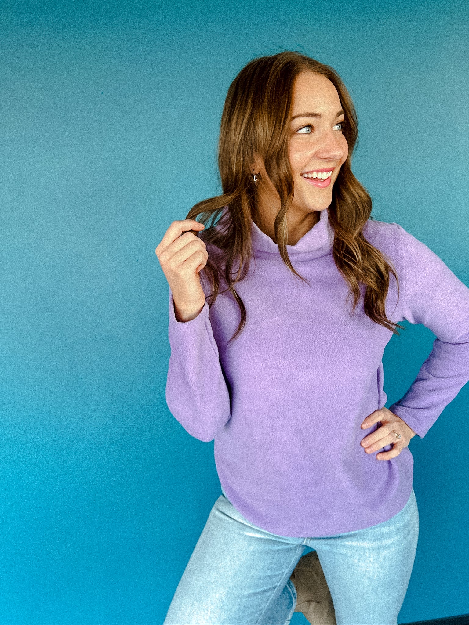 Heidi High Neck Pullover - Lavender