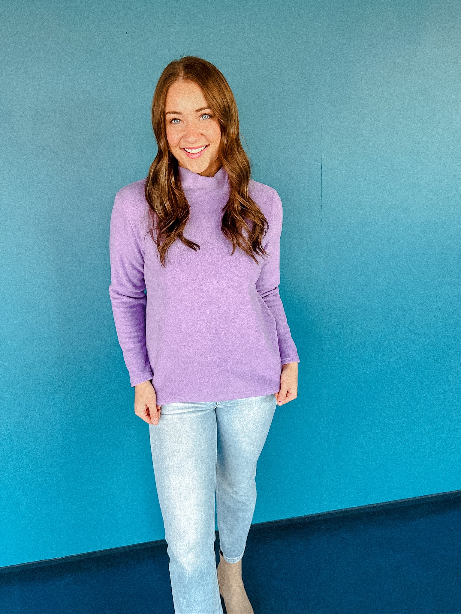 Heidi High Neck Pullover - Lavender