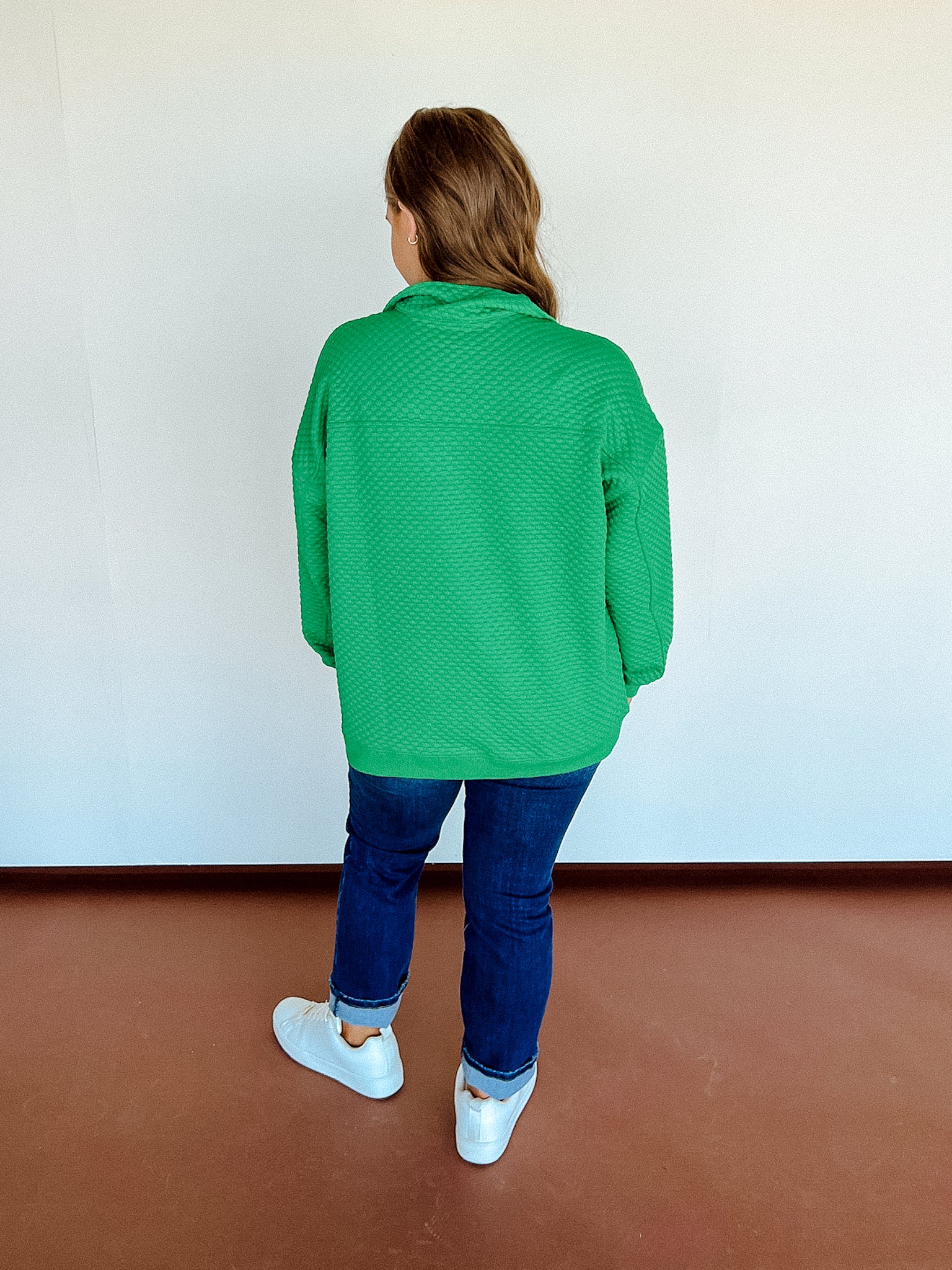 Tandie Zip Pullover Top - Leaf Green (Restocking Late October)