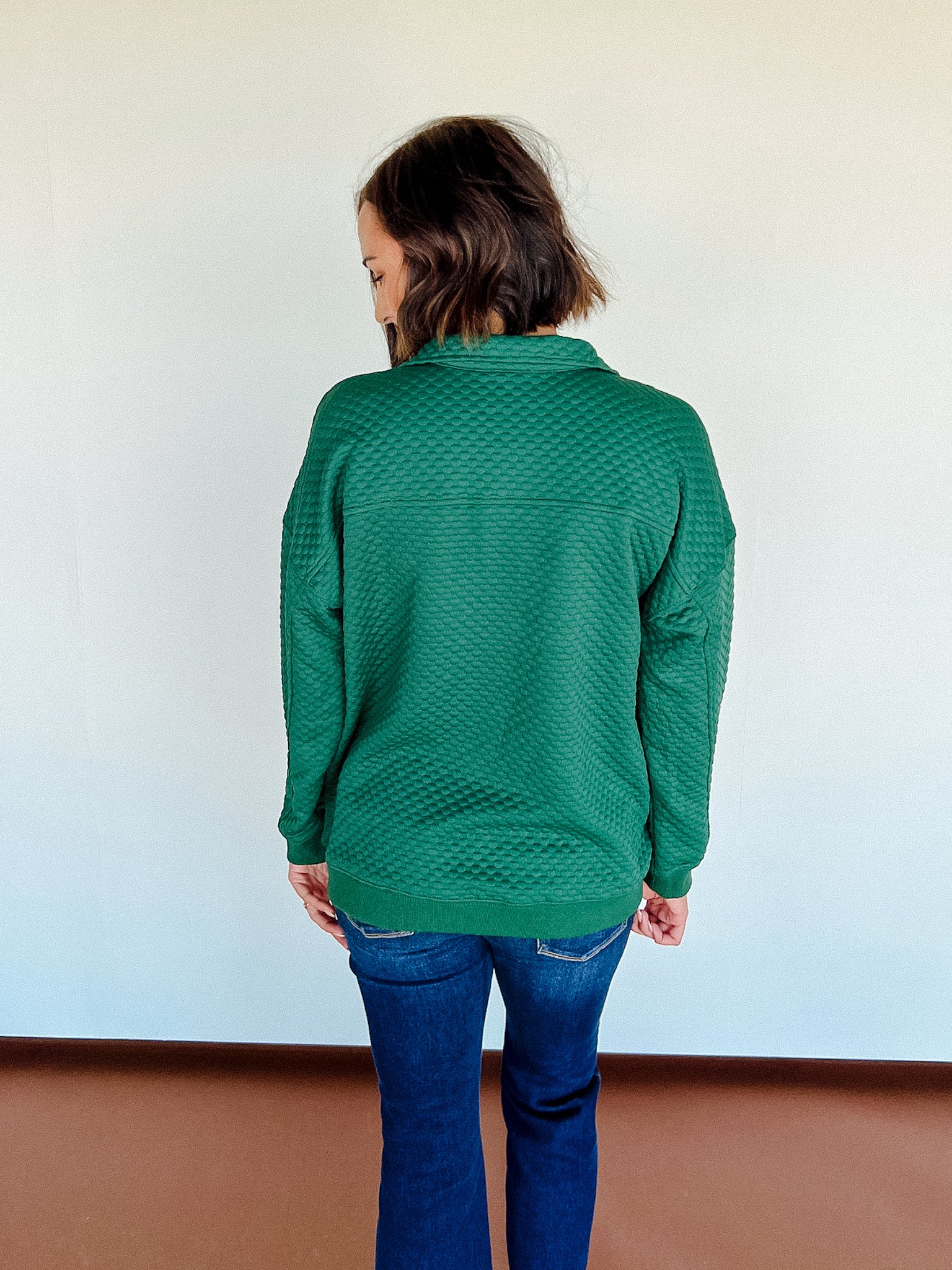 Tandie Zip Pullover Top - Pine/Forest Green