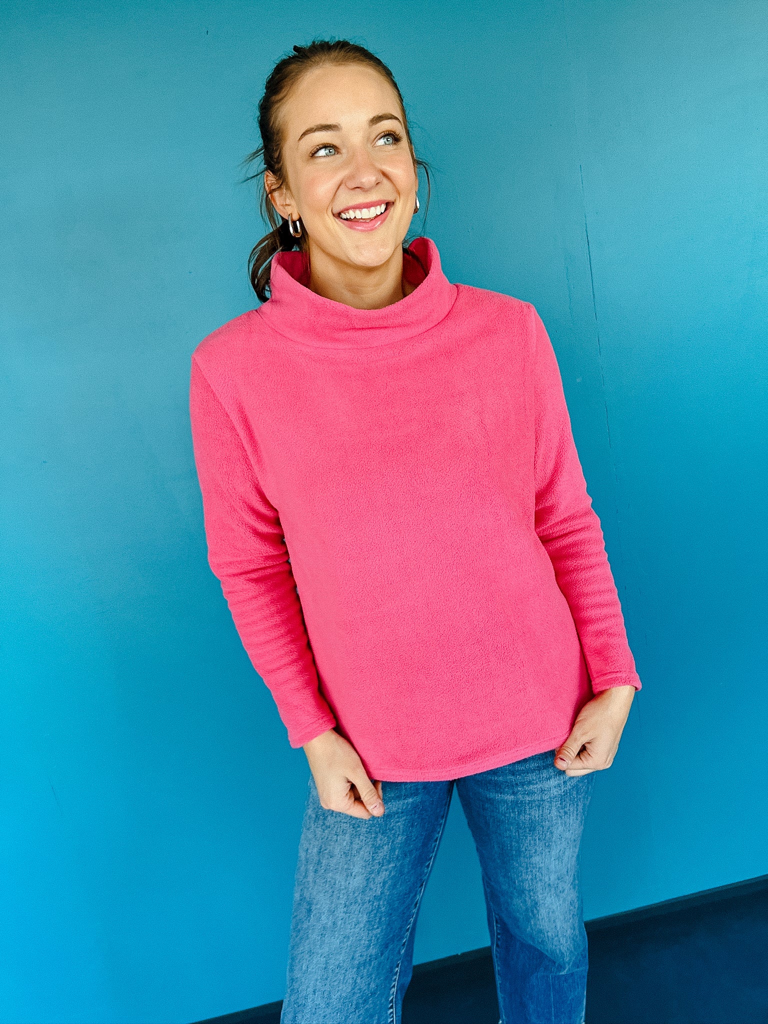 Heidi High Neck Pullover - Light Raspberry