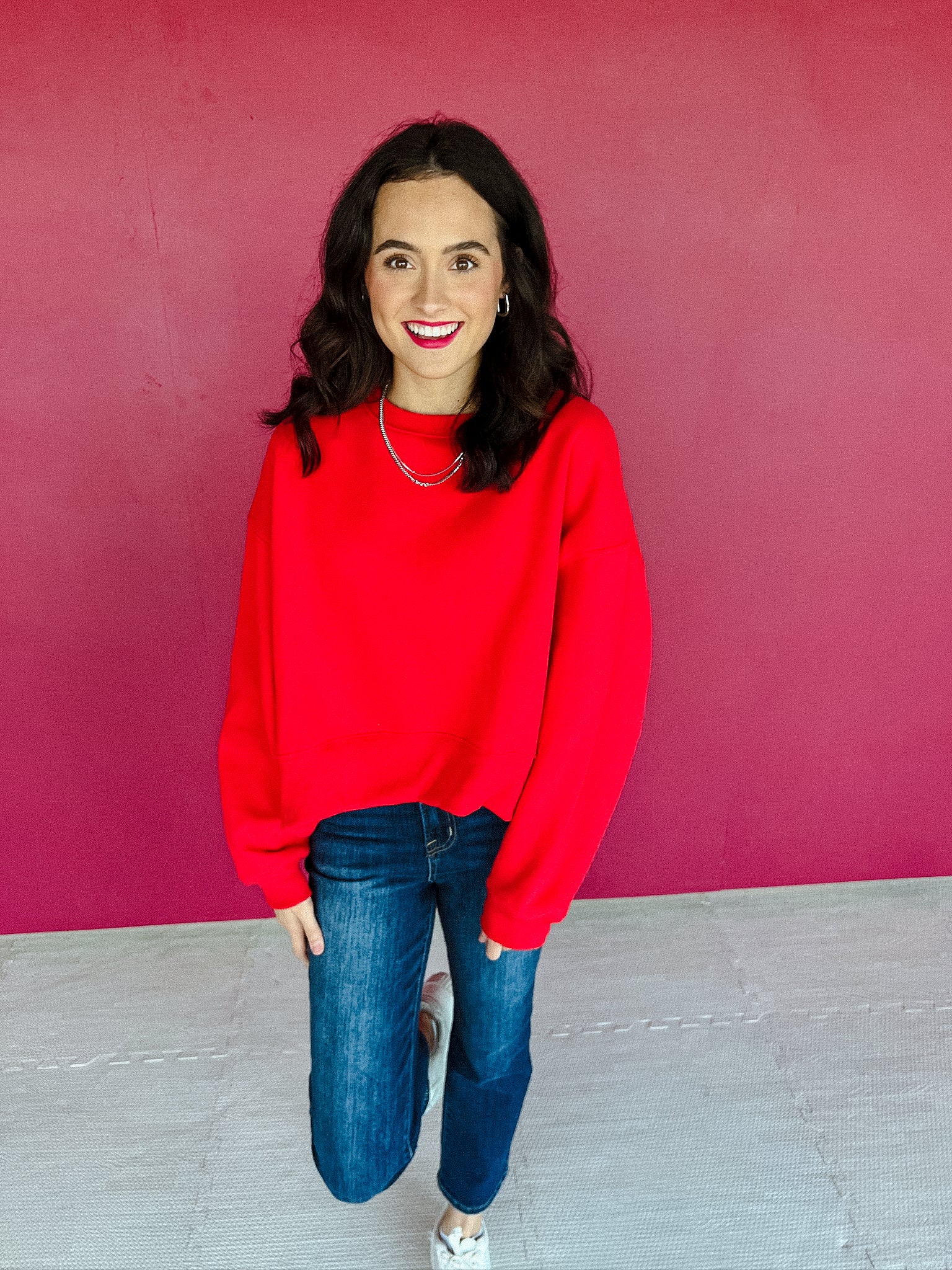 Kennedy Cropped Sweatshirt - True Red