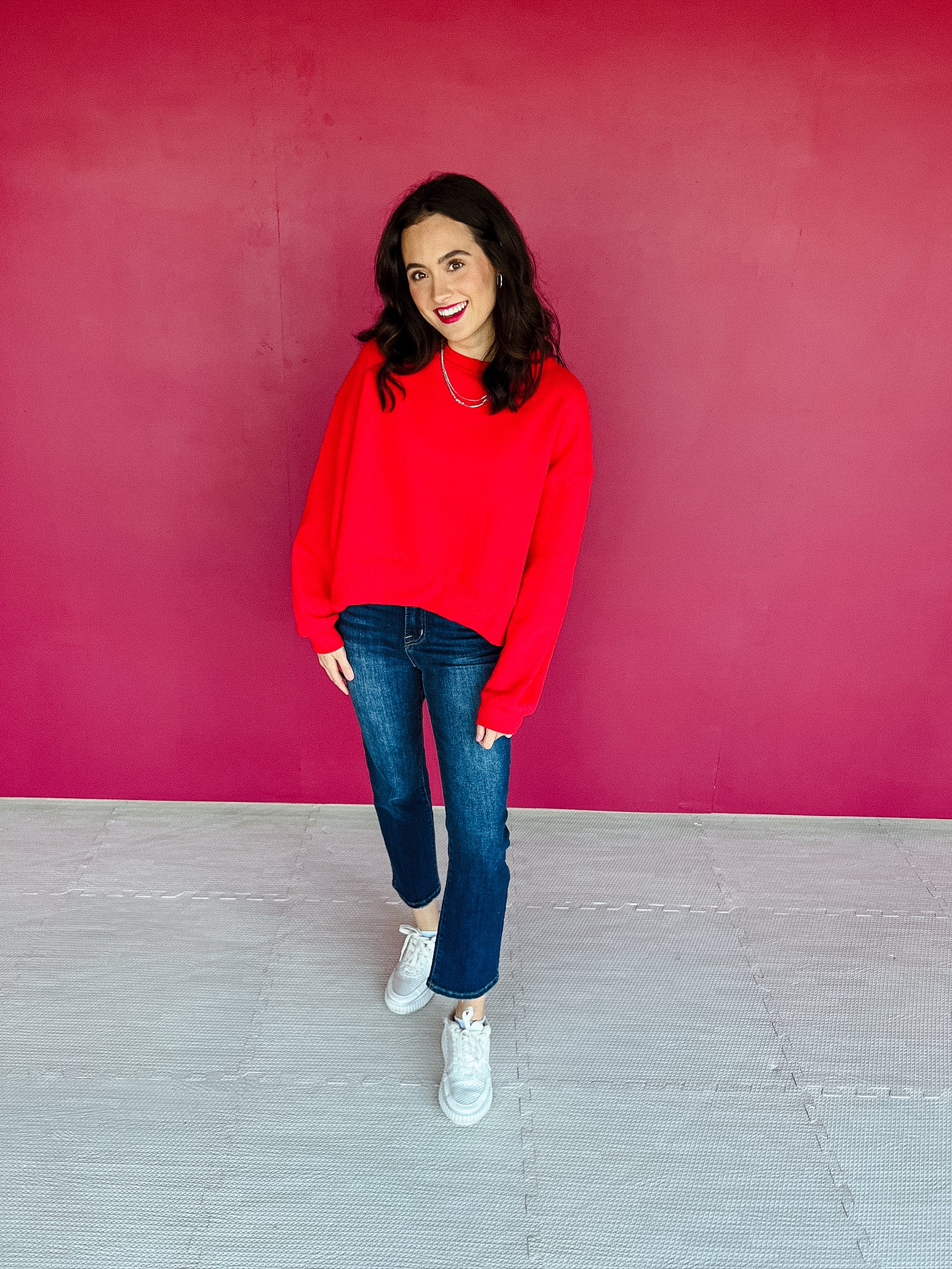 Kennedy Cropped Sweatshirt - True Red