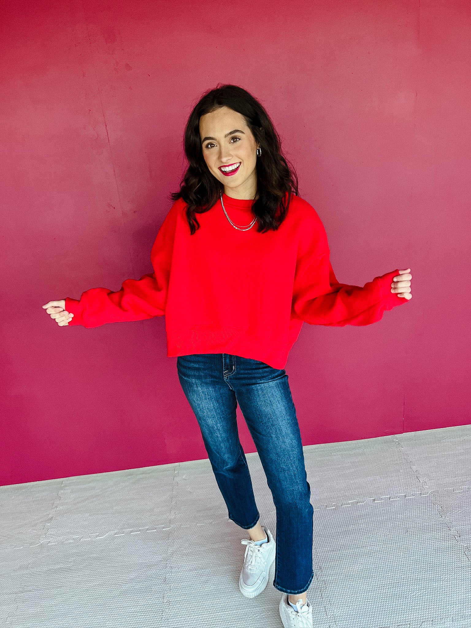 Kennedy Cropped Sweatshirt - True Red