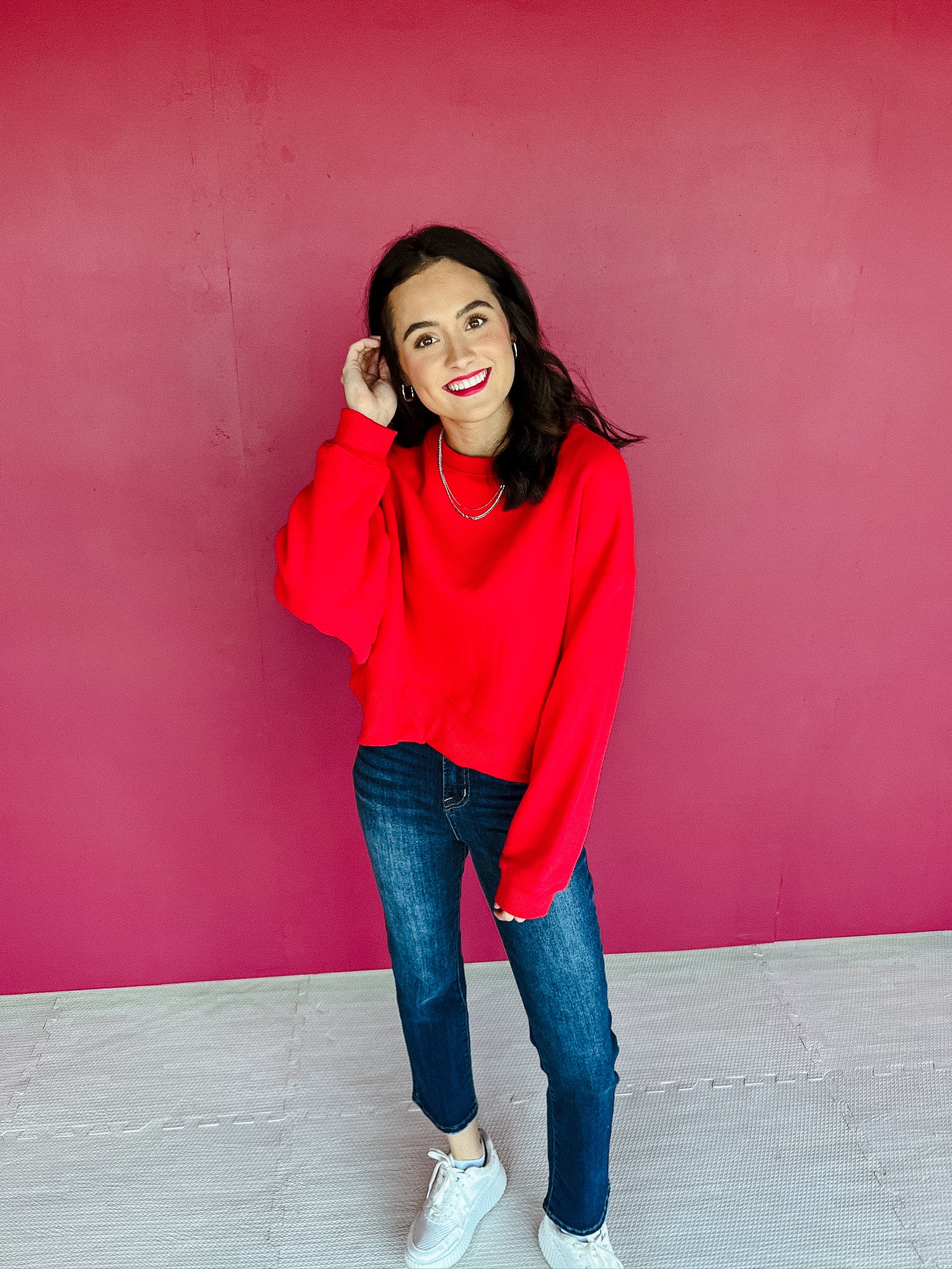 Kennedy Cropped Sweatshirt - True Red