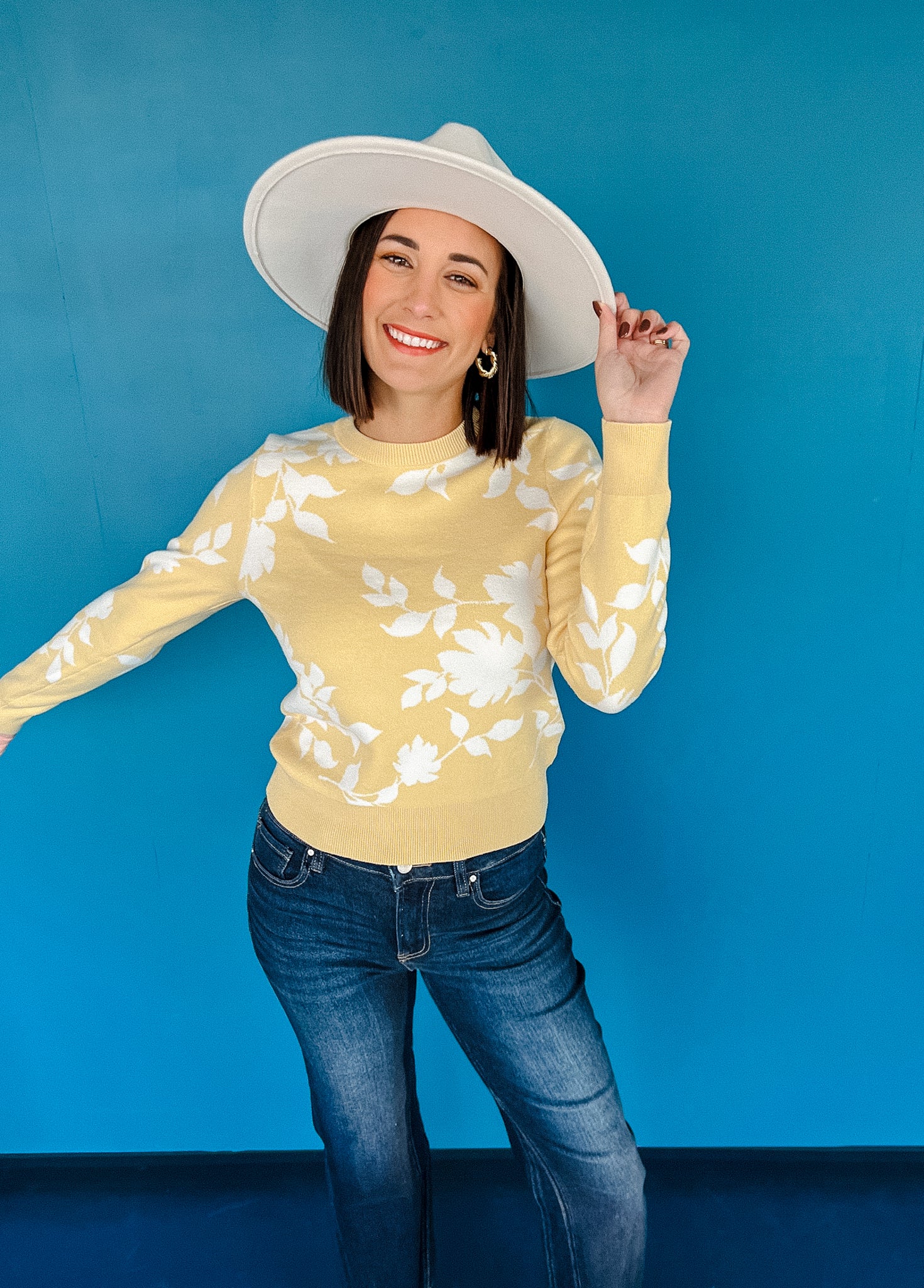 Cleo Floral Sweater - Yellow