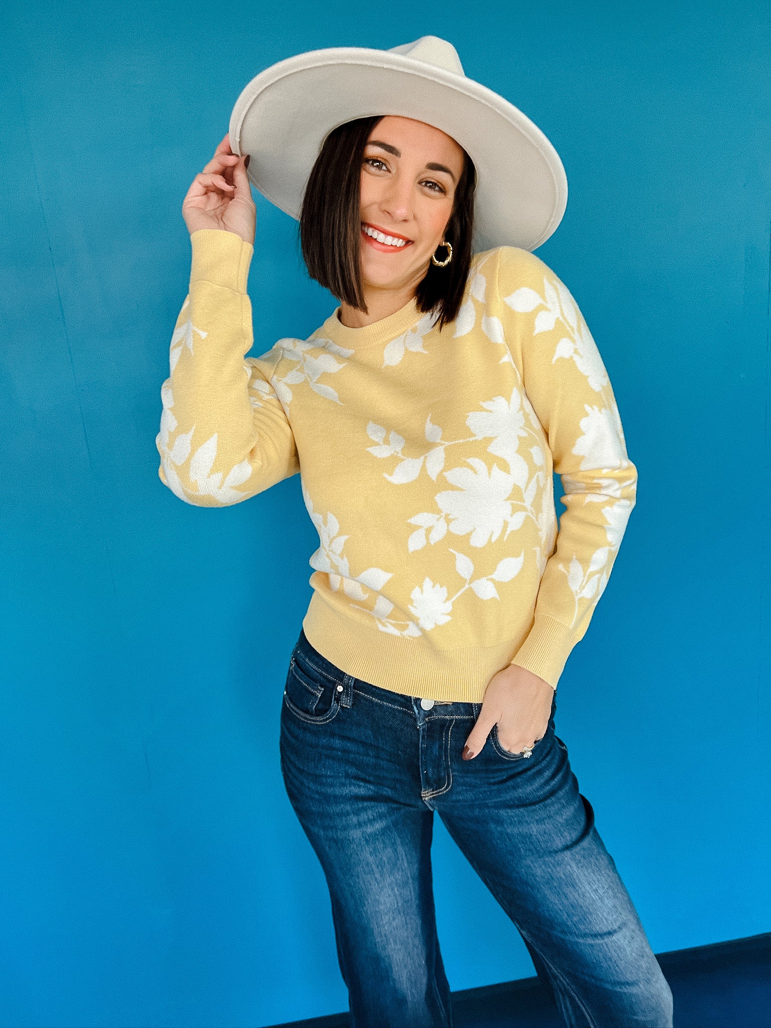 Cleo Floral Sweater - Yellow