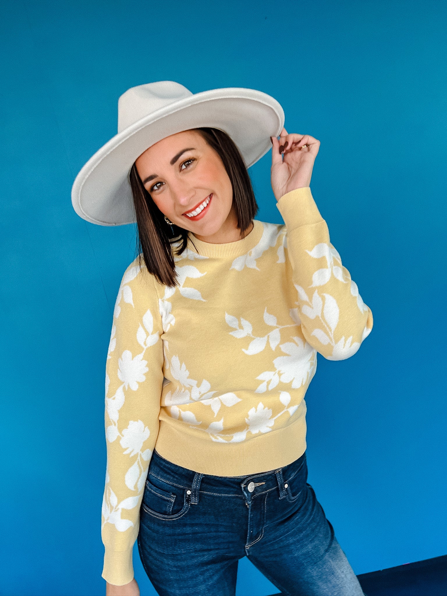 Cleo Floral Sweater - Yellow