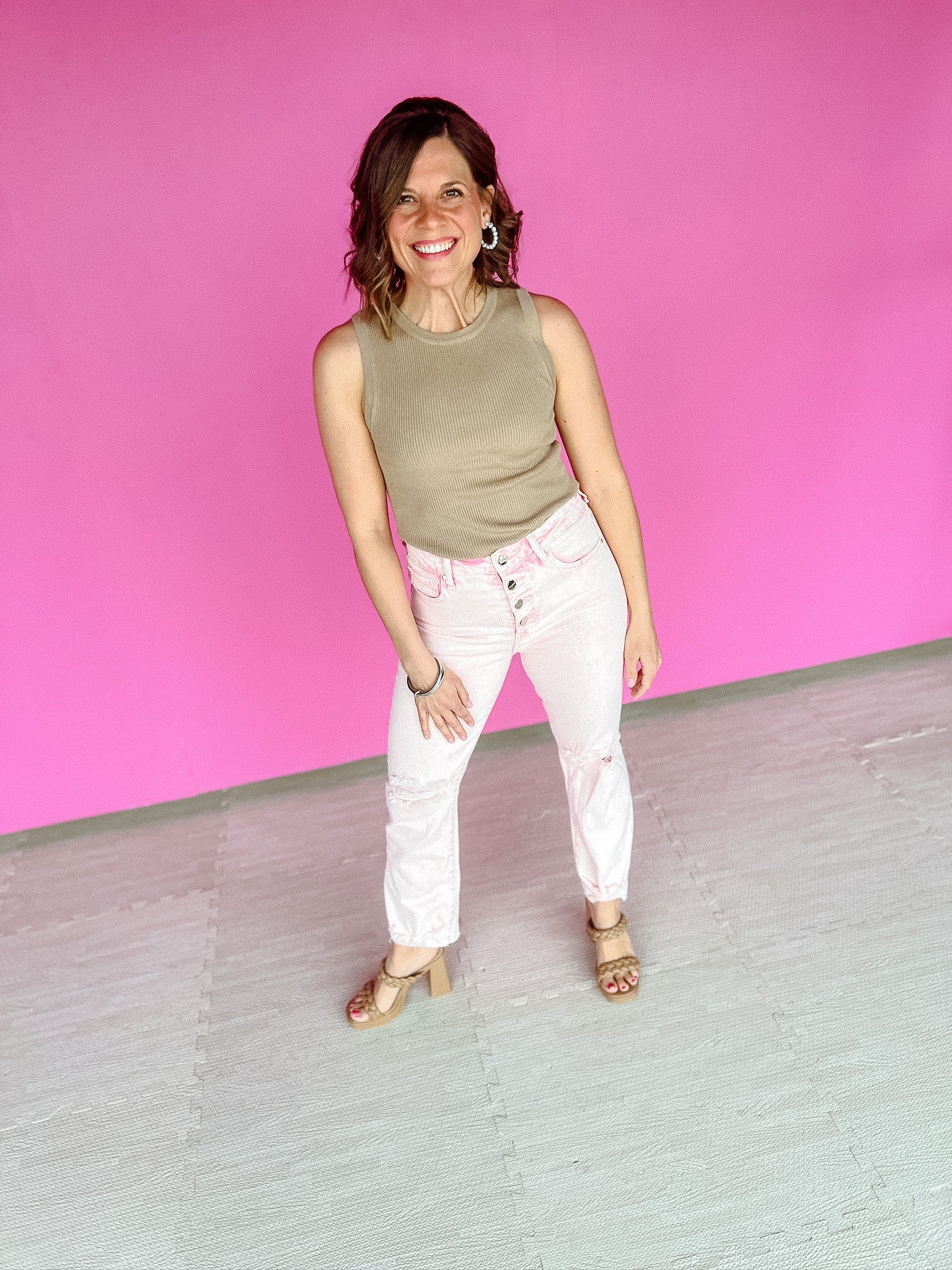 Brooke High Rise Straight Leg Jeans - Summer Pink