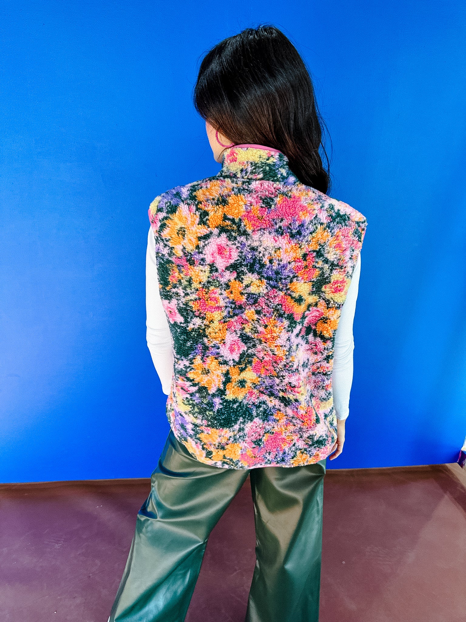 Dawson Floral Fuzzy Vest - Multi