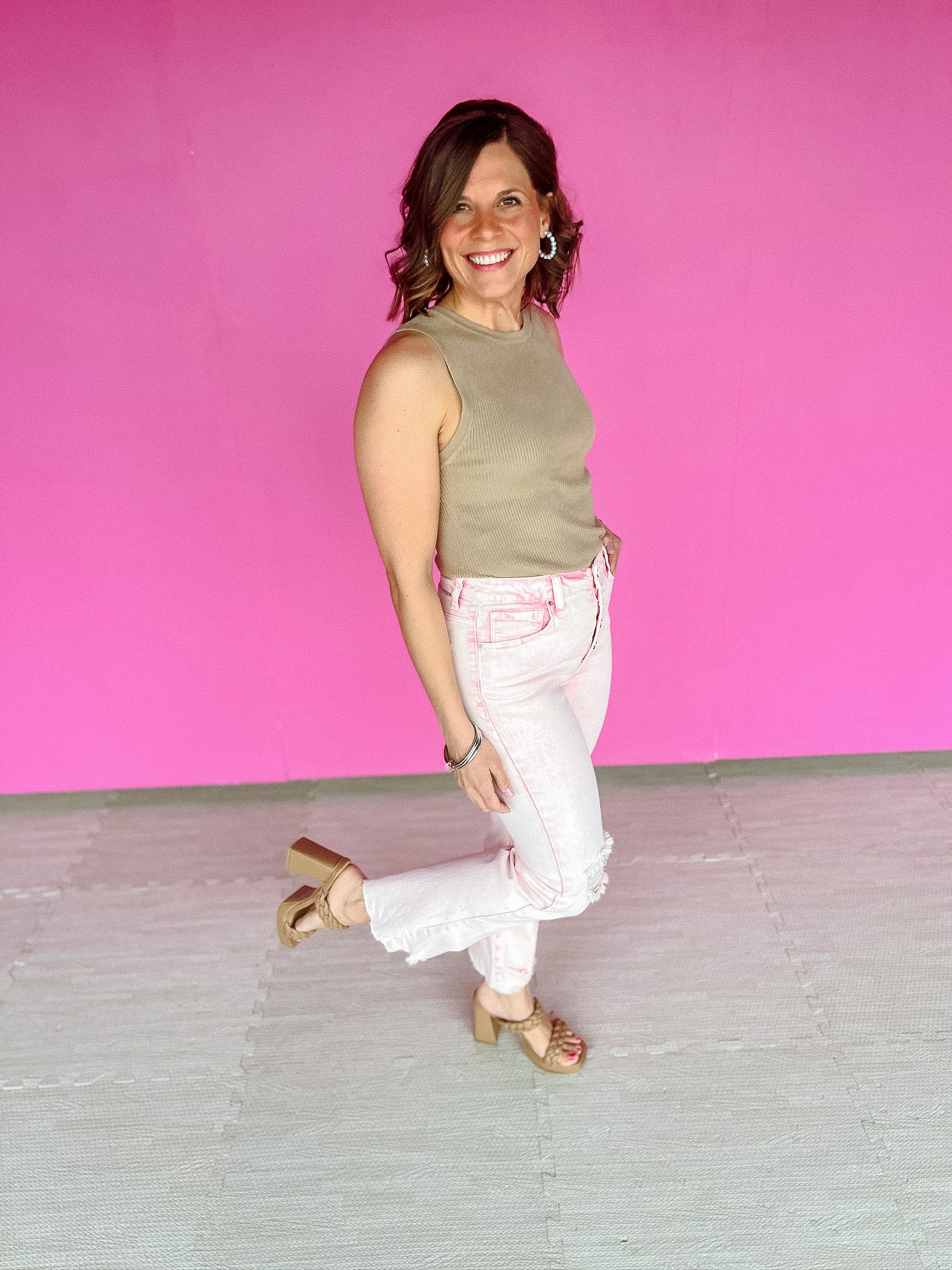 Brooke High Rise Straight Leg Jeans - Summer Pink