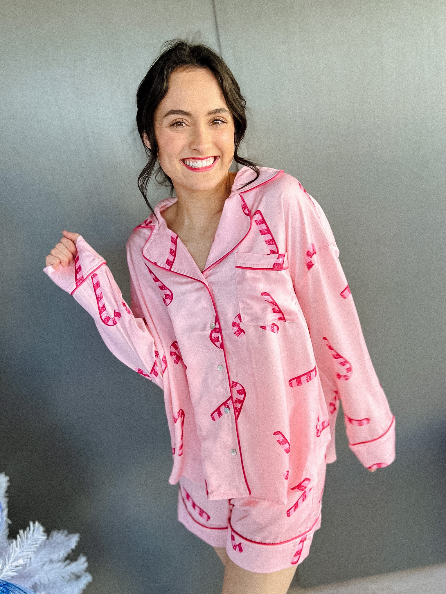 Sweet But Twisted Candy Cane PJ Top - Icy Pink + Fuschia + Shocking Pink
