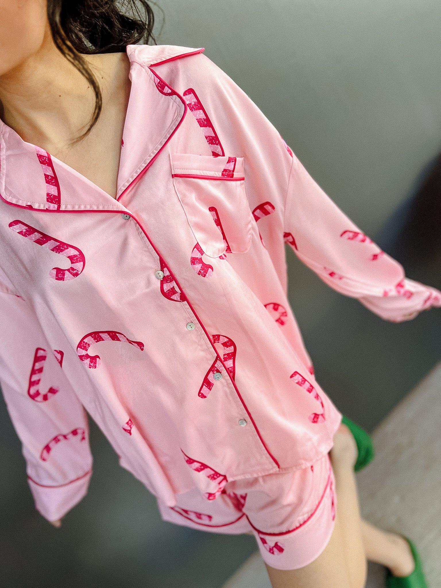 Sweet But Twisted Candy Cane PJ Top - Icy Pink + Fuschia + Shocking Pink