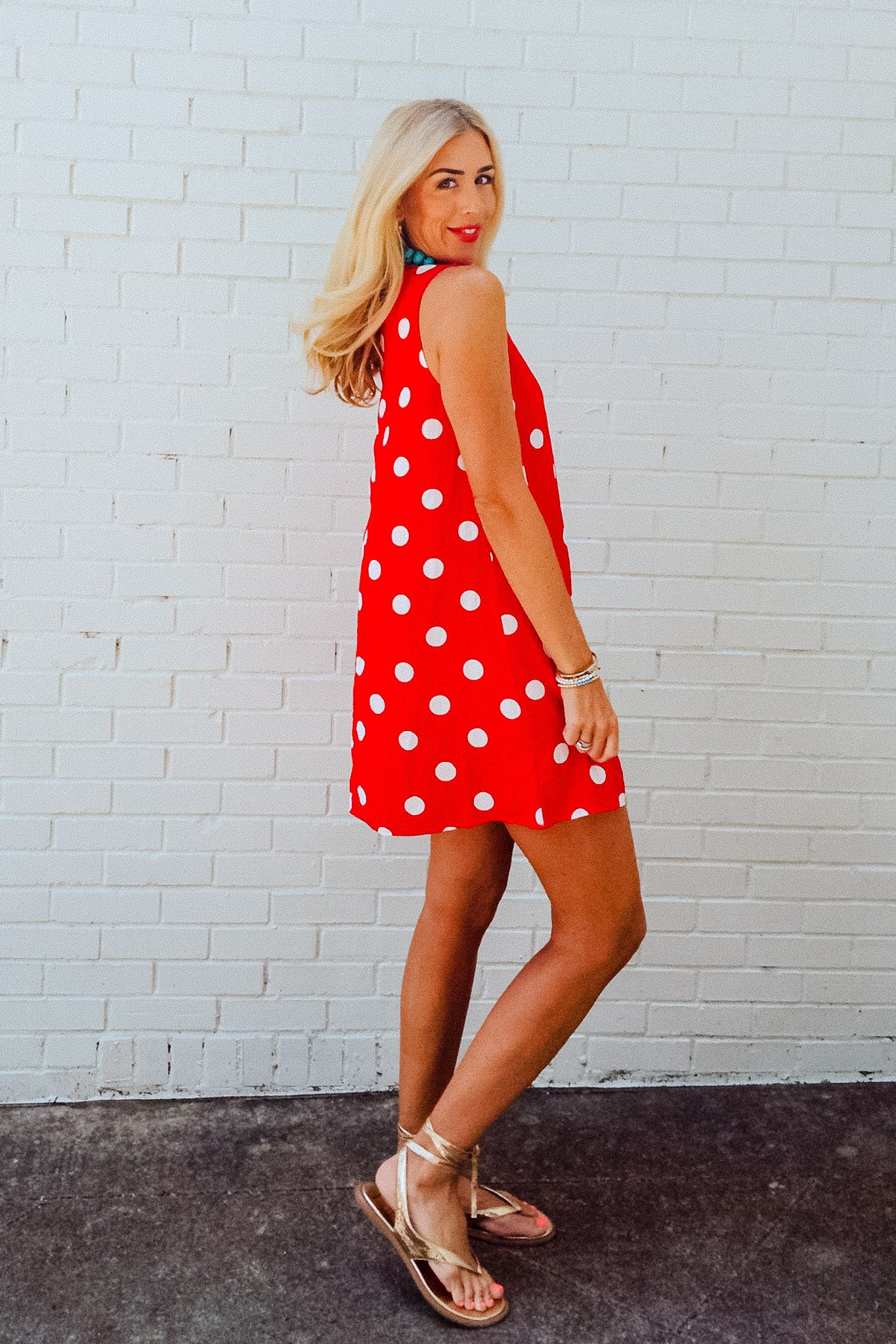 Estella Polka Dot Mini Dress - True Red