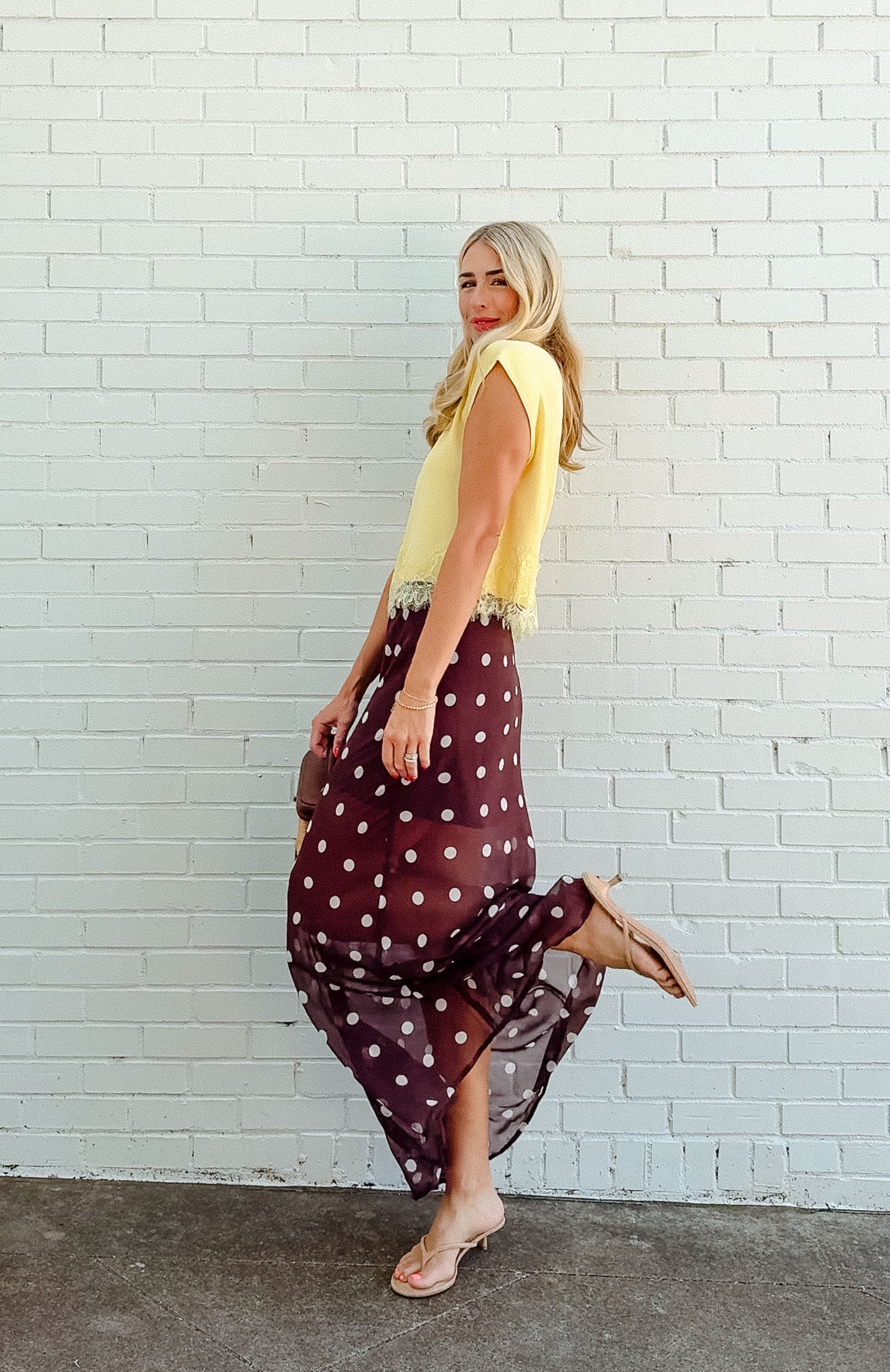 Marla Polka Dot Maxi Skirt - Dark Brown