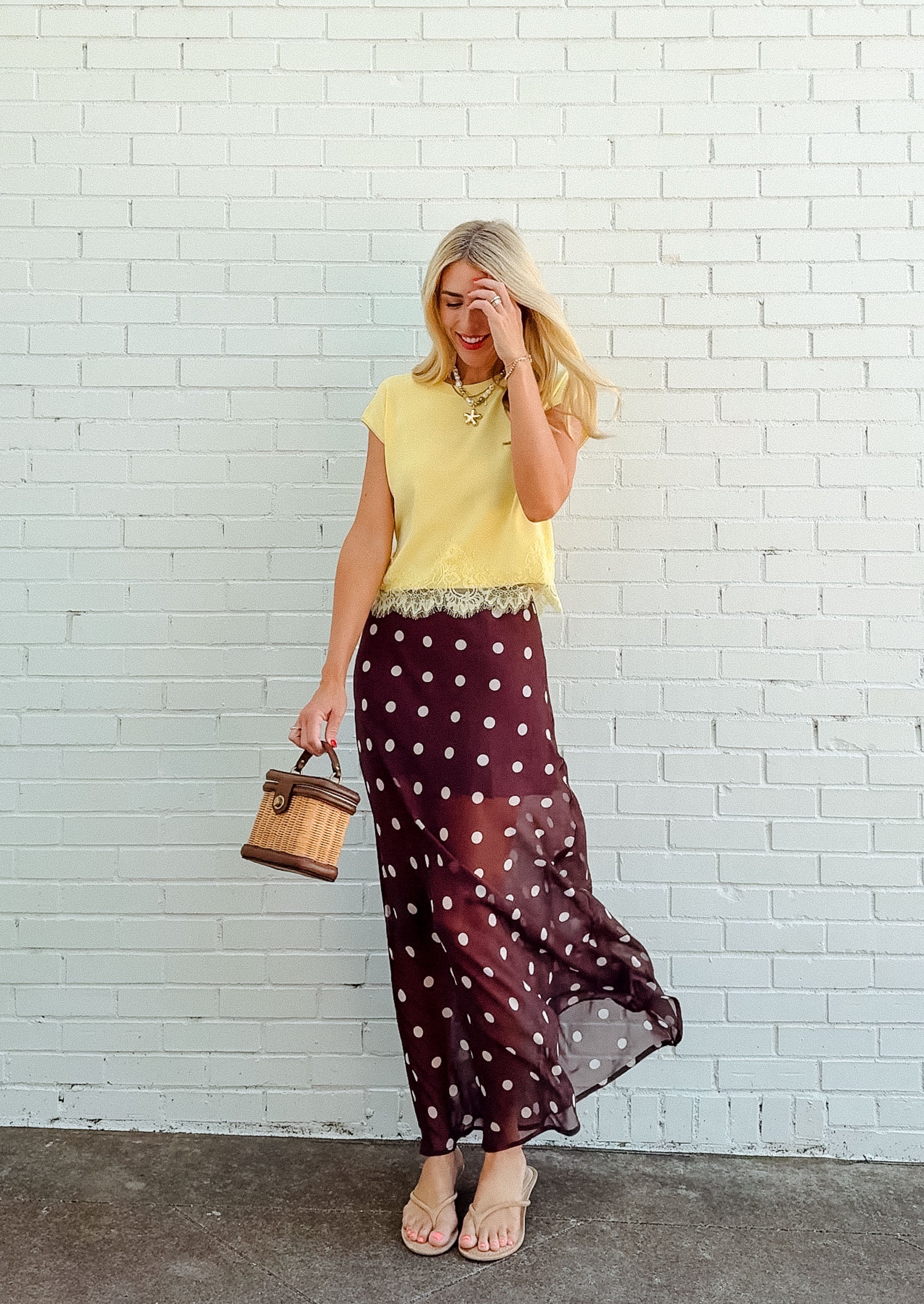 Marla Polka Dot Maxi Skirt - Dark Brown