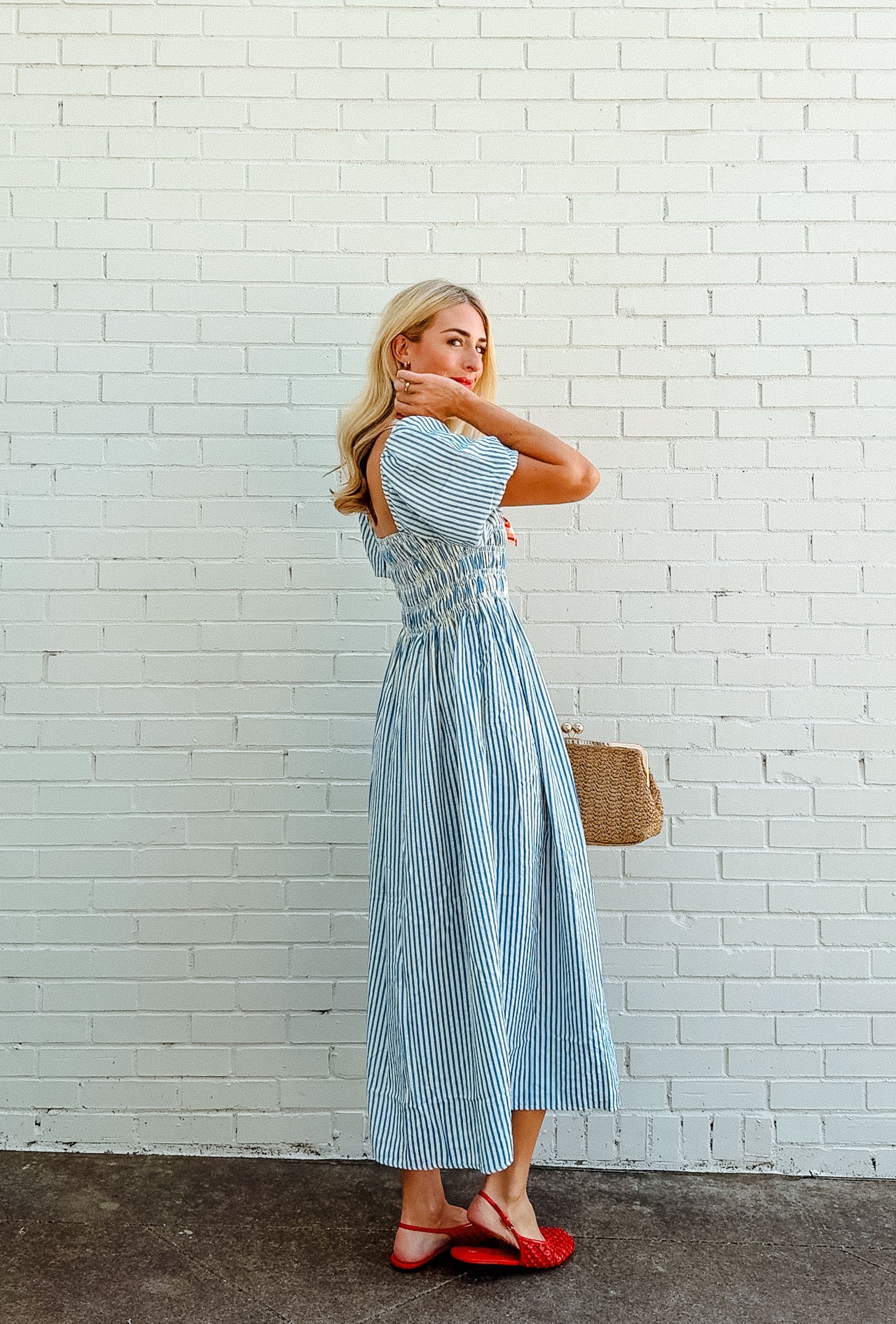 Sylvie Maxi Dress - Cream + Oxford Blue