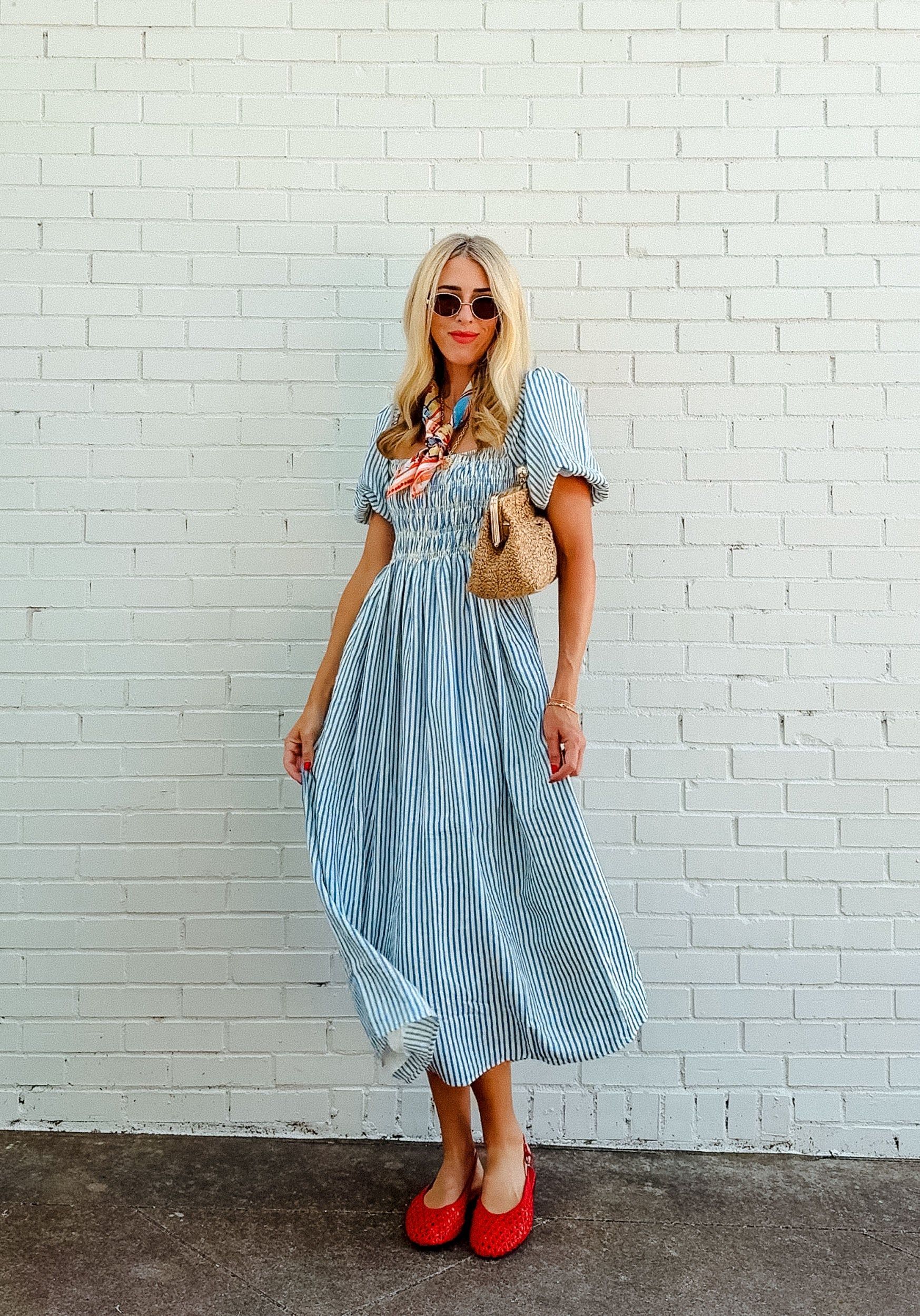 Sylvie Maxi Dress - Cream + Oxford Blue