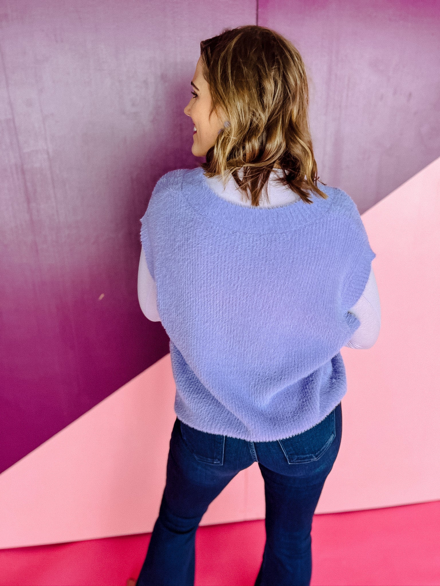 Fulton Fuzzy Sweater Vest - Lavender